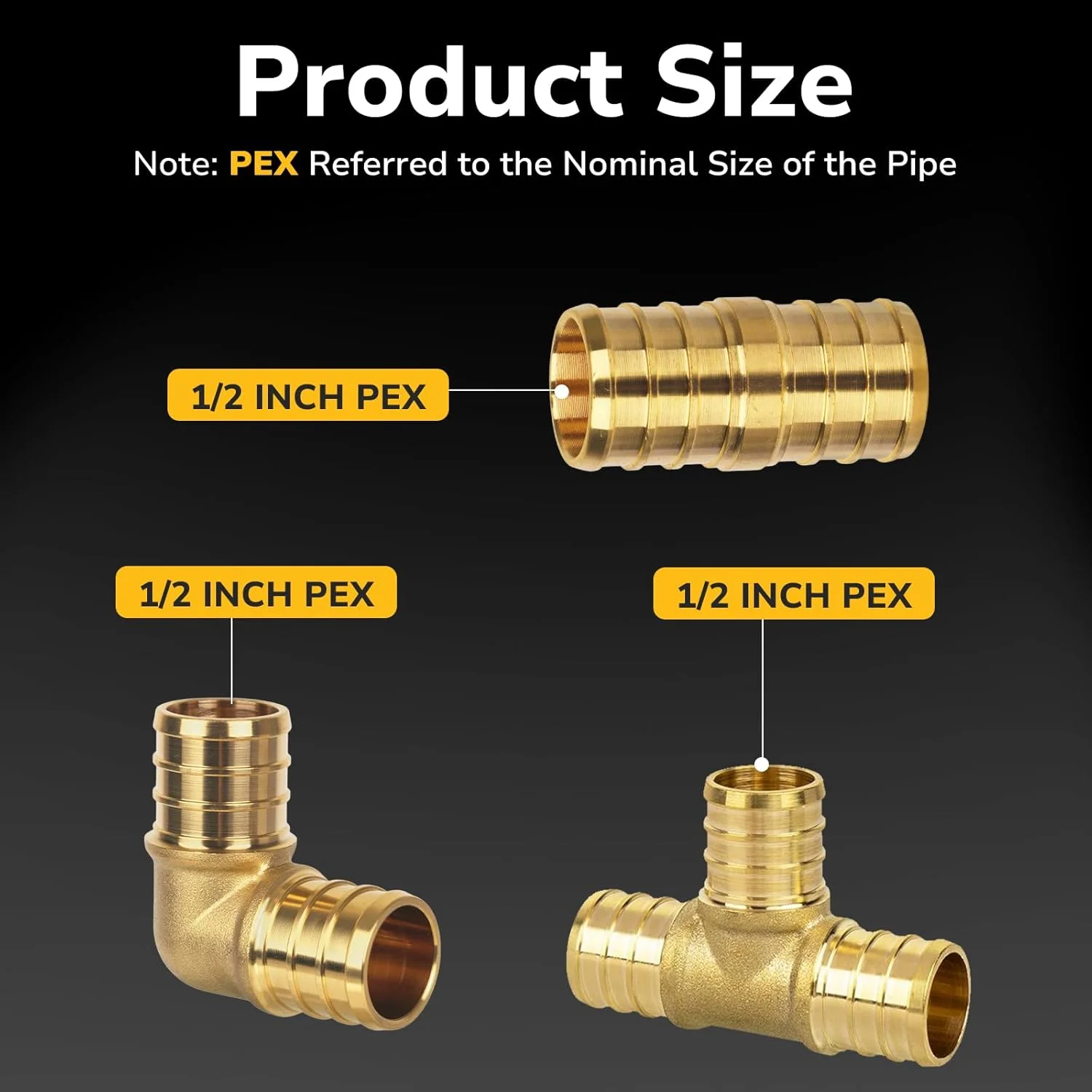 مجموعه اتصالات JUWO Pex شامل 36 عدد اتصالات 1/2 اینچ، 12 عدد زانو، سه راهی و اتصال، دارای گواهینامه NSF و UPC، اتصالات پرسی برنجی سنگین برای لوله های Pex
