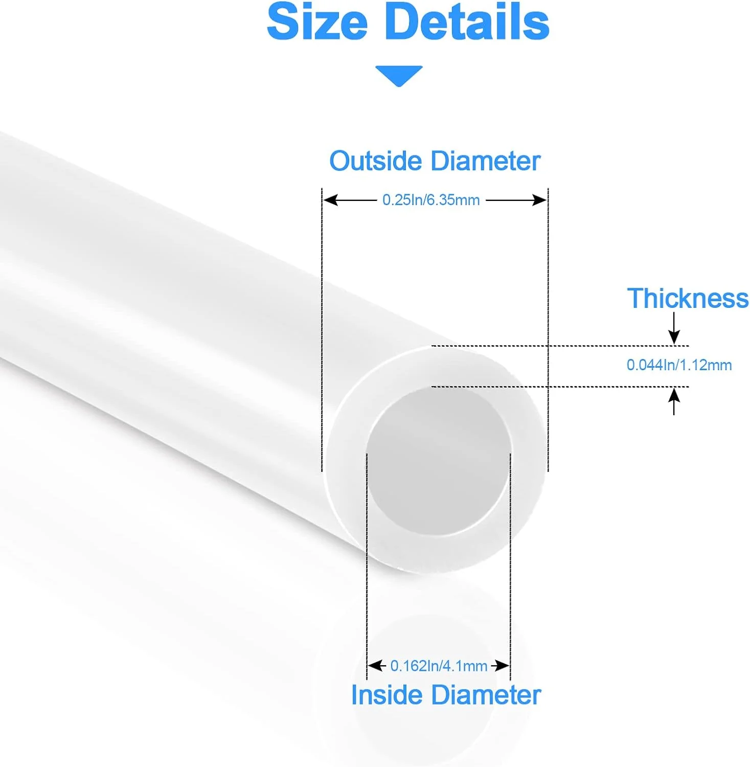 لوله آب 30 فوتی HAOCHEN با قطر خارجی 1/4 اینچ، لوله دارای گواهی NSF برای سیستم فیلتر تصفیه آب RO (اسمز معکوس)، شلنگ پلاستیکی انعطاف پذیر بدون BPA (سفید)