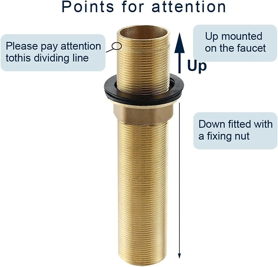 اتصالات شیر آب Gnimauhz، کیت مهره قفلی، لوله رزوه ای توسعه یافته، پایه نصب بلندتر، تک سوراخ، طول 5.9 اینچ