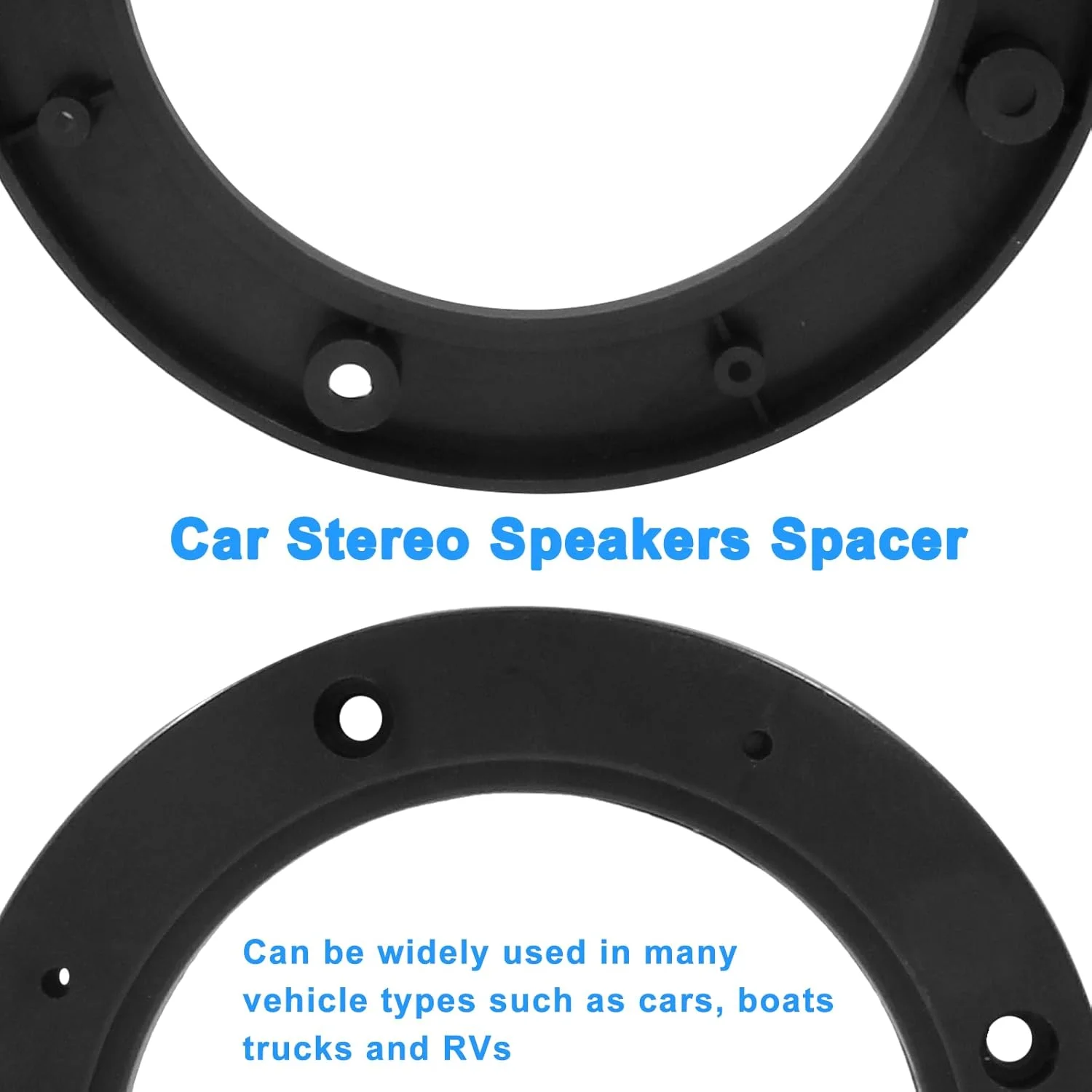 حلقه های اسپیسر بلندگوی خودرو بوک وین، سایز 6.5 اینچ، مدل یونیورسال، بسته 2 عددی، آداپتور پلاستیکی برای نصب بلندگوهای استریو خودرو (مشکی)