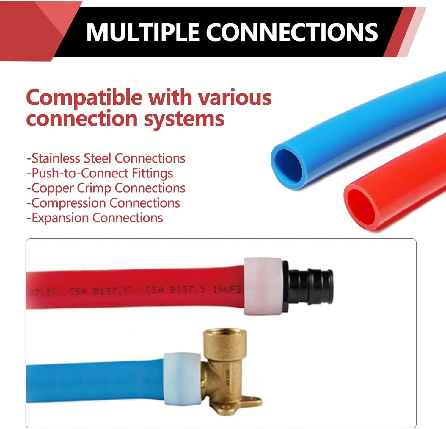 لوله پکس A ای فیلد 1/2 اینچ 2x50 فوت، آبی و قرمز به طول 100 فوت برای کاربردهای لوله کشی آب آشامیدنی گرم/سرد، به همراه لوله بر لوله پکس A ای فیلد 1/2 اینچ 2x50 فوت، آبی و قرمز به طول 100 فوت برای کاربردهای لوله کشی آب آشامیدنی گرم/سرد، به همراه لوله بر