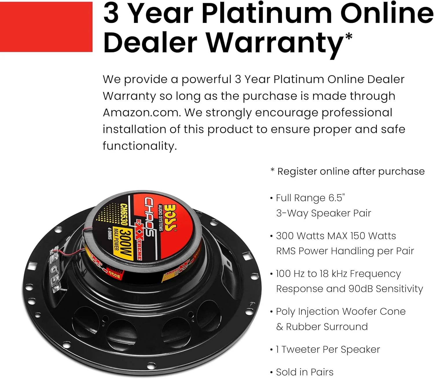 بلندگوهای خودرو باس آدیو مدل CH6530 - توان 300 وات برای هر جفت و 150 وات برای هر کدام، 6.5 اینچ، فول رنج، 3 راه، فروش به صورت جفت بلندگوهای خودرو باس آدیو مدل CH6530 - توان 300 وات برای هر جفت و 150 وات برای هر کدام، 6.5 اینچ، فول رنج، 3 راه، فروش به صورت جفت