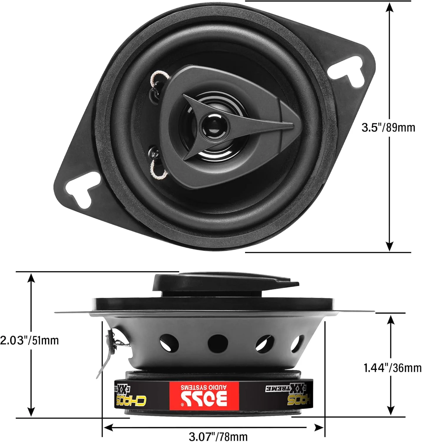بلندگوهای درب استریوی خودرو 3.5 اینچی سری Chaos مدل BOSS Audio Systems CH3220B - حداکثر 140 وات، 2 راهه، صدای کامل، توییتر، کواکسیال، فروش به صورت جفتی بلندگوهای درب استریوی خودرو 3.5 اینچی سری Chaos مدل BOSS Audio Systems CH3220B - حداکثر 140 وات، 2 راهه، صدای کامل، توییتر، کواکسیال، فروش به صورت جفتی