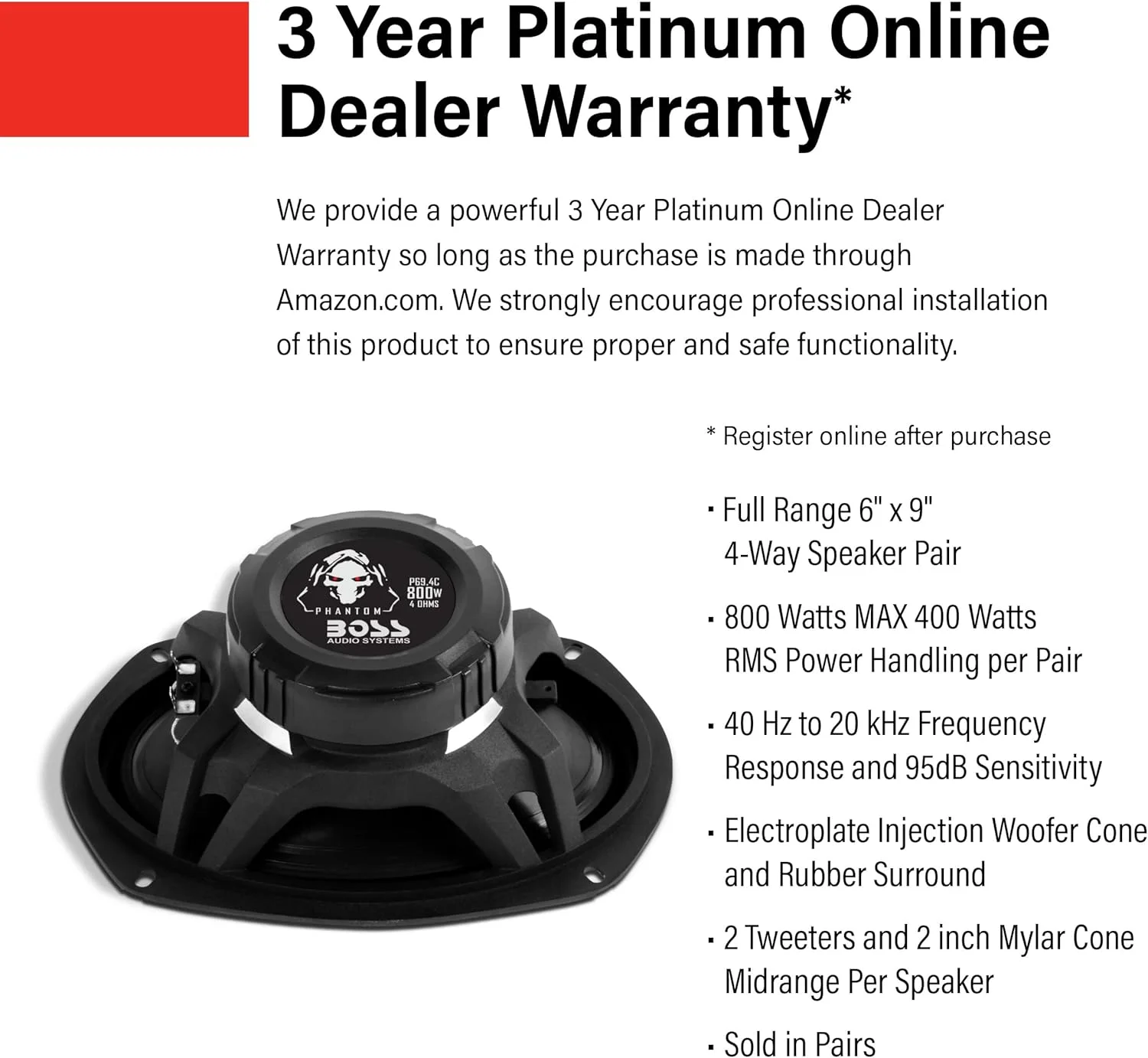 بلندگوهای درب خودرو BOSS Audio Systems P69.4C سری Phantom سایز 6x9 اینچ - 800 وات (جفت)، 4Way، فول رنج، تیوتر، کواکسیال، فروش به صورت جفت، اتصال به استریو و آمپلی فایر بلندگوهای درب خودرو BOSS Audio Systems P69.4C سری Phantom سایز 6x9 اینچ - 800 وات (جفت)، 4Way، فول رنج، تیوتر، کواکسیال، فروش به صورت جفت، اتصال به استریو و آمپلی فایر