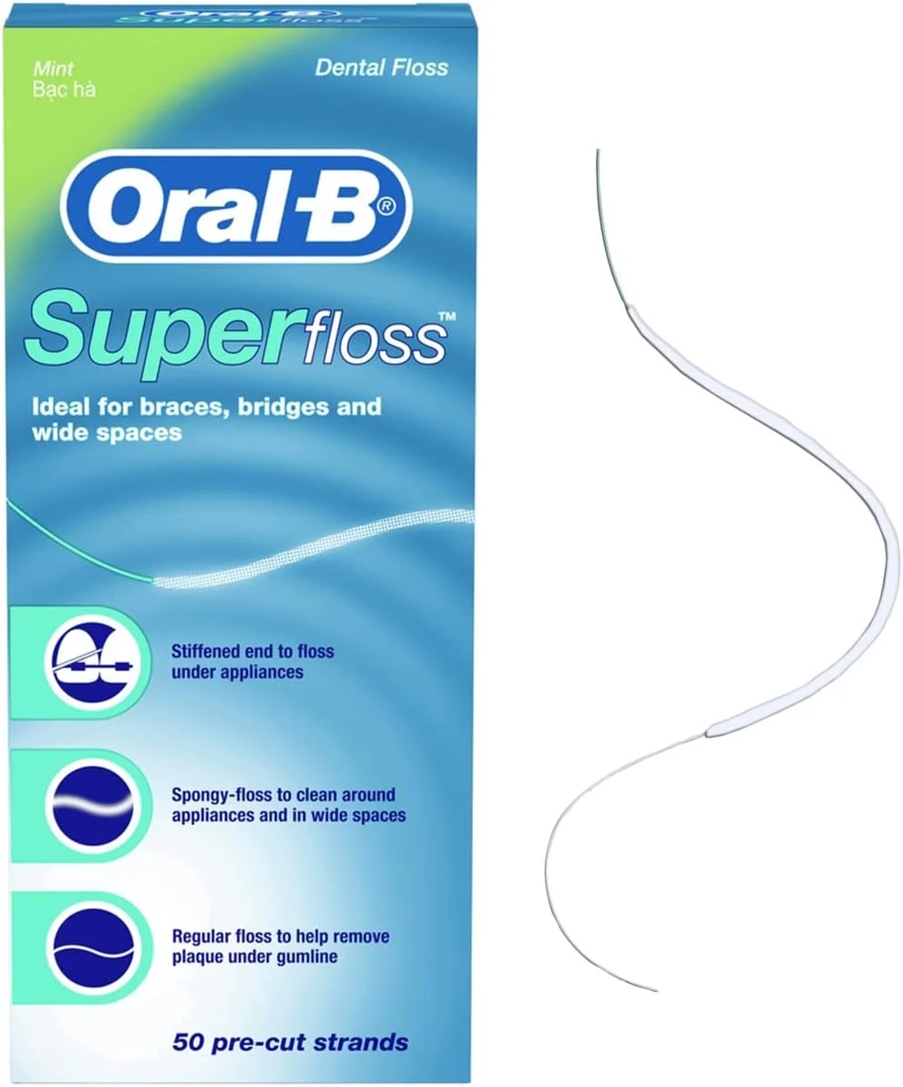 نخ دندان اورال-بی مدل Super Strands با طعم نعناع (30 متر)