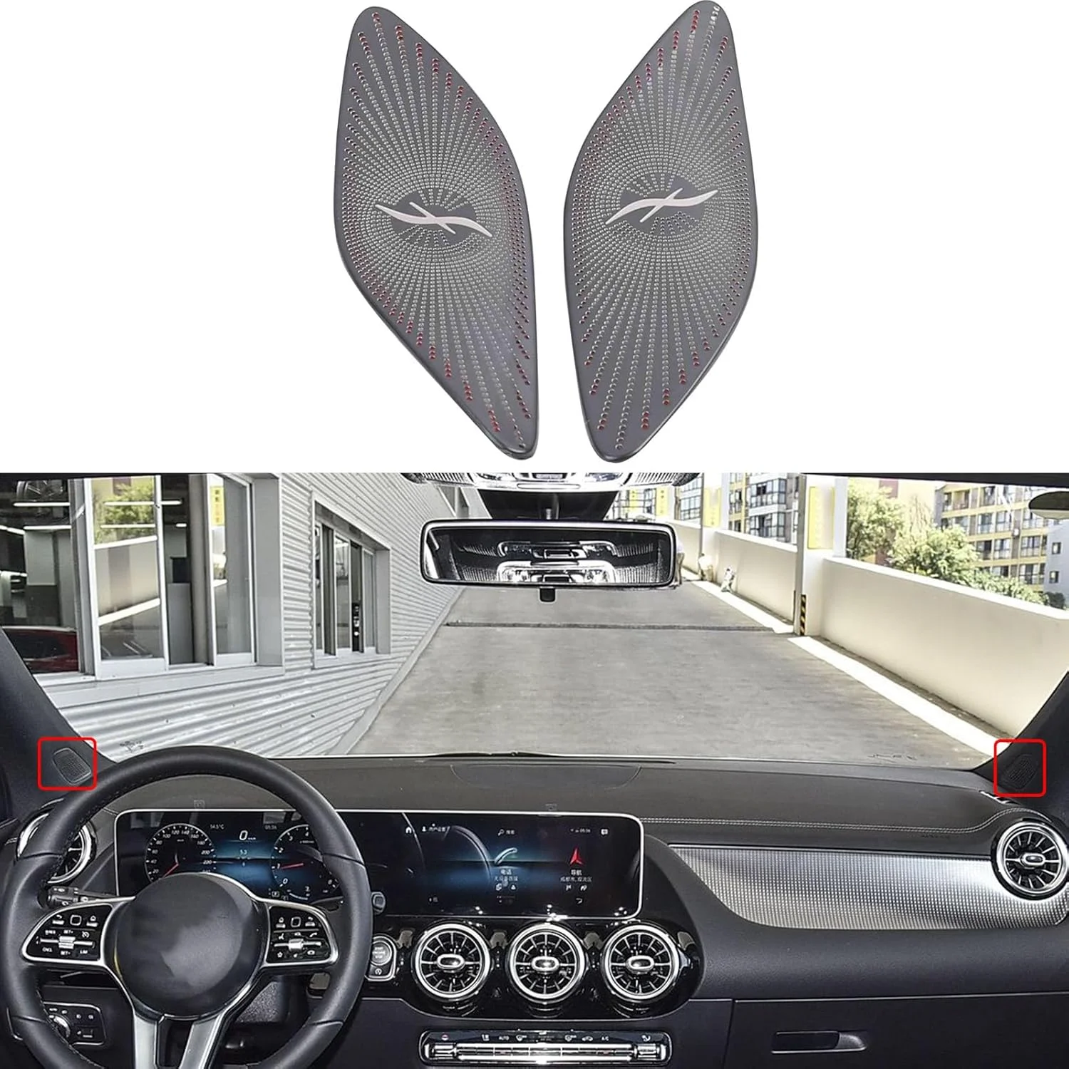 روکش بلندگوی خودرو FHBPCPP، سازگار با بنز GLA200 کلاس A A200L B200 2020، روکش بلندگوی درب جلو خودرو، مشکی A