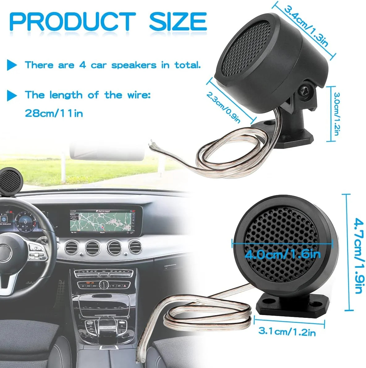 بلندگوی خودرو FERCAISH مدل TP-006A، 2 عدد، 500 وات، تیوتر استریو پرقدرت، بلندگوهای گرد عمودی با نصب آسان برای نصب سطحی روی خودرو، کامیون و قایق