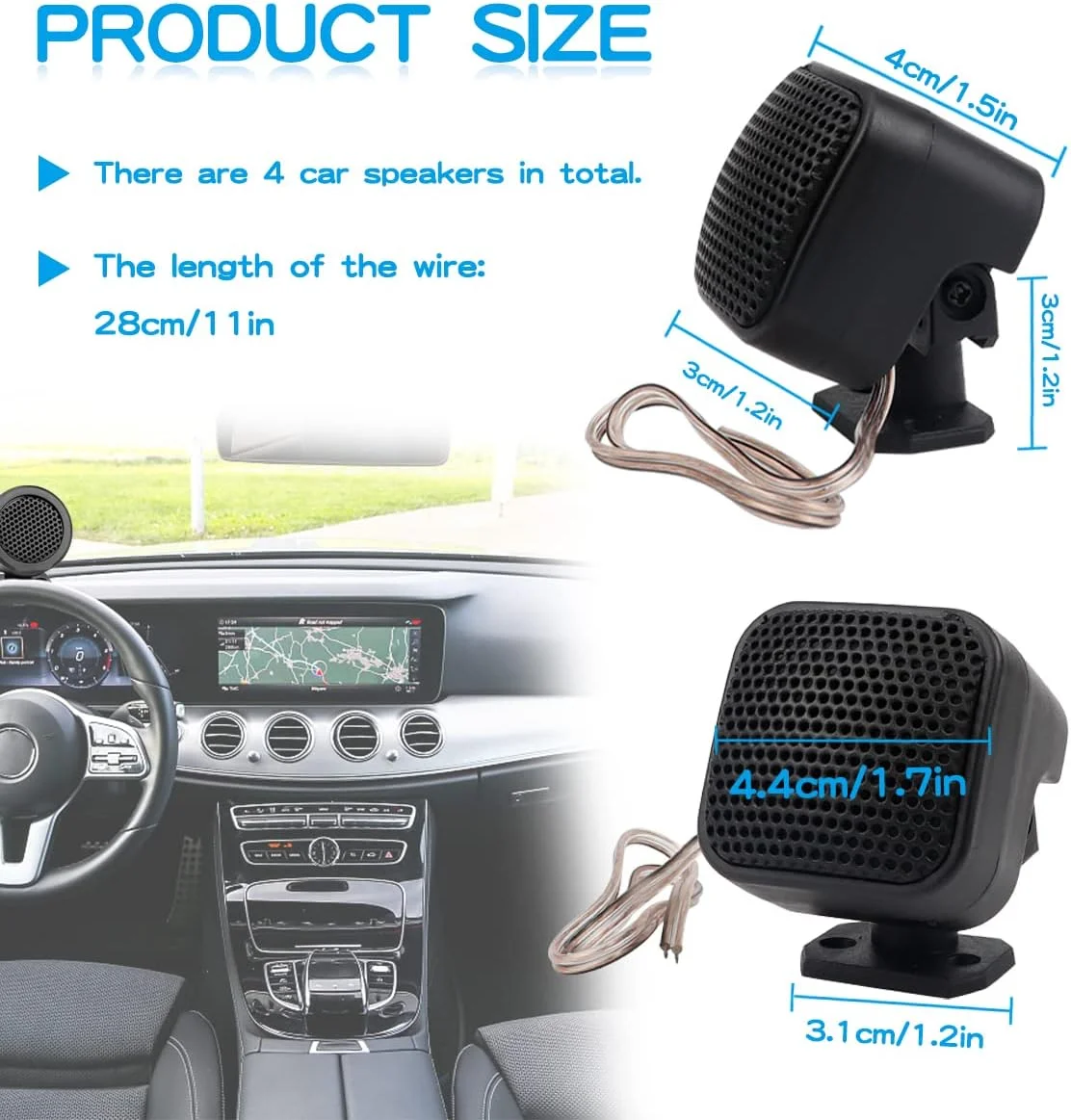 بلندگوی خودرو FERCAISH مدل TP-004A، 2 عدد، 500 وات، تیوتر استریو با توان بالا، بلندگوهای گرد عمودی با نصب آسان برای نصب سطحی روی خودرو، کامیون و قایق