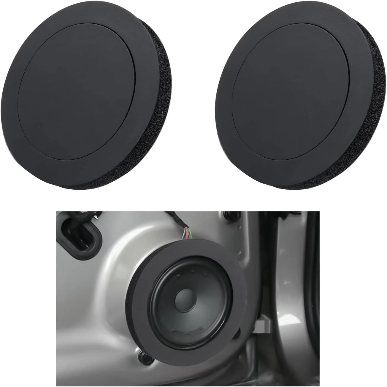 IHOTDER 2 عدد حلقه فوم تقویت کننده بلندگو، حلقه فوم بلندگو 6.5 اینچی برای تقویت صدای استریو در بلندگوهای خودرو، واشر بلندگوی خود چسب جهانی لوازم جانبی خودرو برای اتومبیل کامیون SUV (2 عدد)