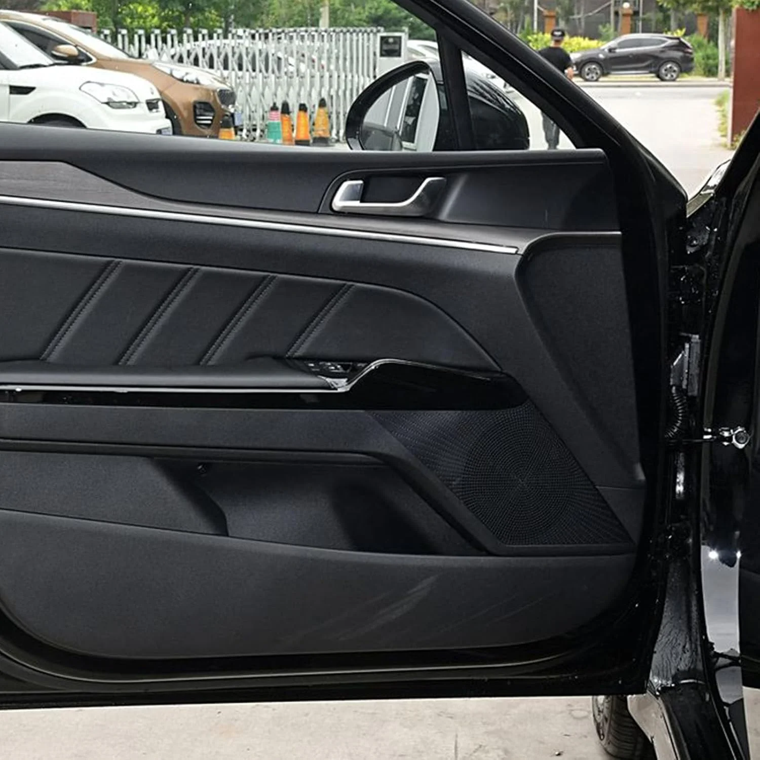 روکش بلندگوی خودرو FHBPCPP، سازگار با کیا K5 2020، روکش بلندگوی درب جلوی خودرو، مشکی