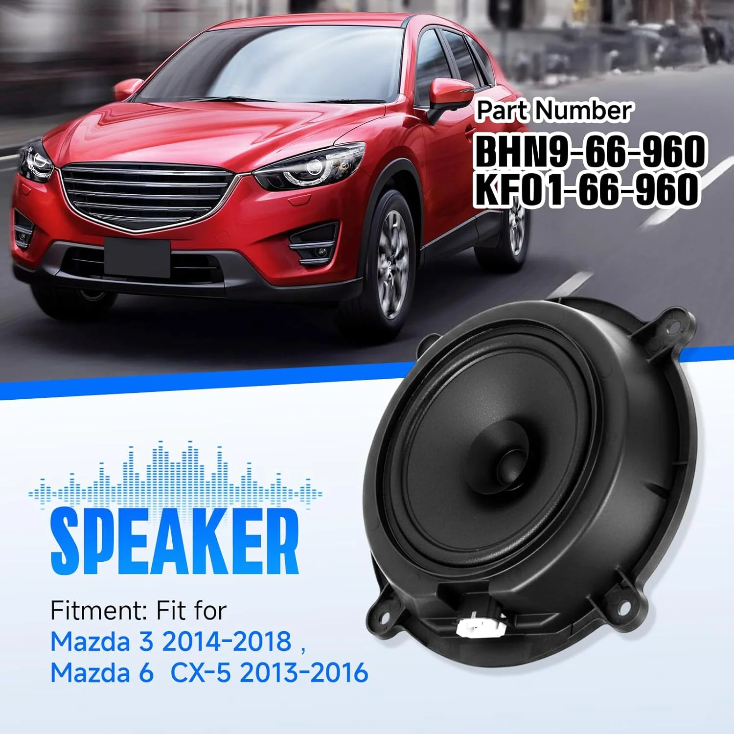 بلندگوی درب جلوی خودرو هیپادا مدل BHN9-66-960 KF01-66-960 سازگار با مزدا 3 مدل 2014 2015 2016 2017 2018