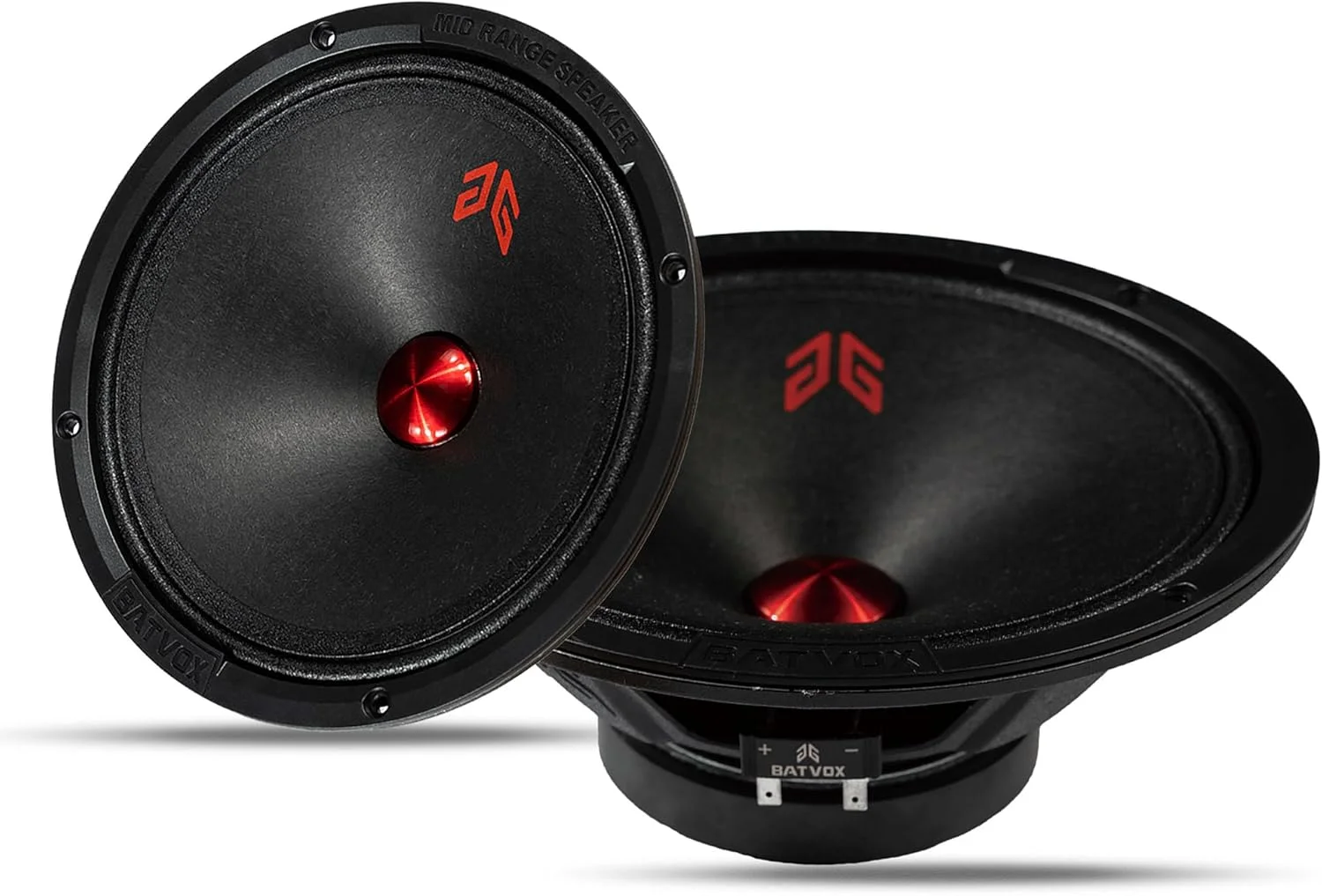 بلندگوی میان رده 8 اینچی Guooreat MX80P1 با توان 480 وات و امپدانس 4 اهم، دارای درپوش گرد و غبار قرمز، بلندگوهای صوتی با کیفیت عالی برای سیستم صوتی استریوی خودرو یا کامیون، مشکی (2 عدد بلندگو)