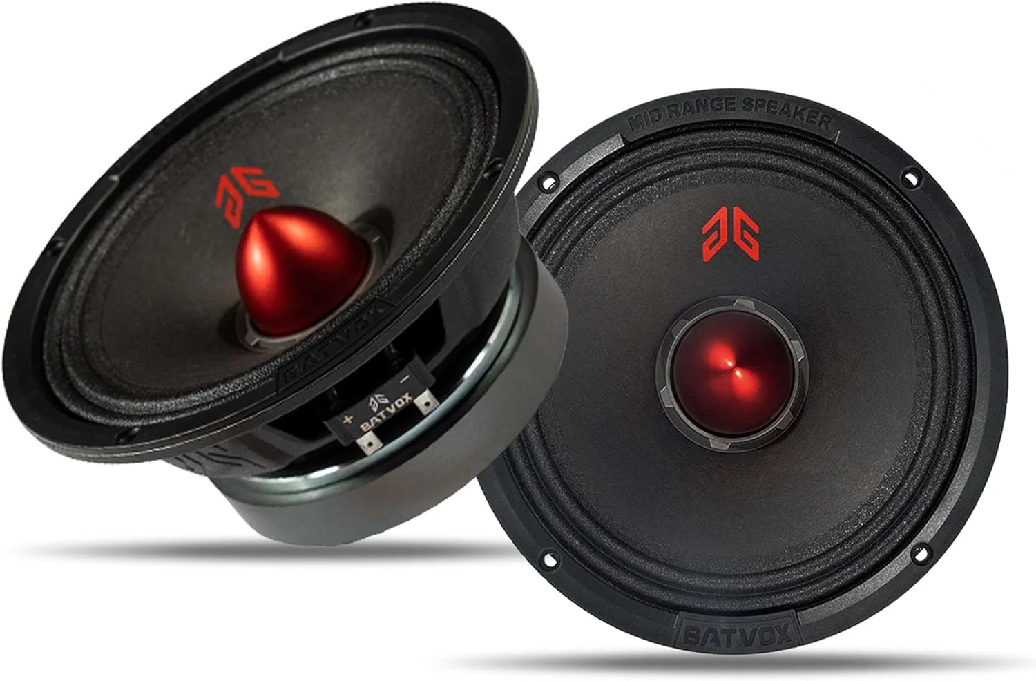 بلندگوی میان رده Gaooger MX65E2، 6.5 اینچ، بولت قرمز، حداکثر 480 وات، 4 اهم، بلندگوهای درب خودرو با کیفیت عالی برای سیستم صوتی استریو ماشین یا کامیون، مشکی (2 عدد بلندگو)