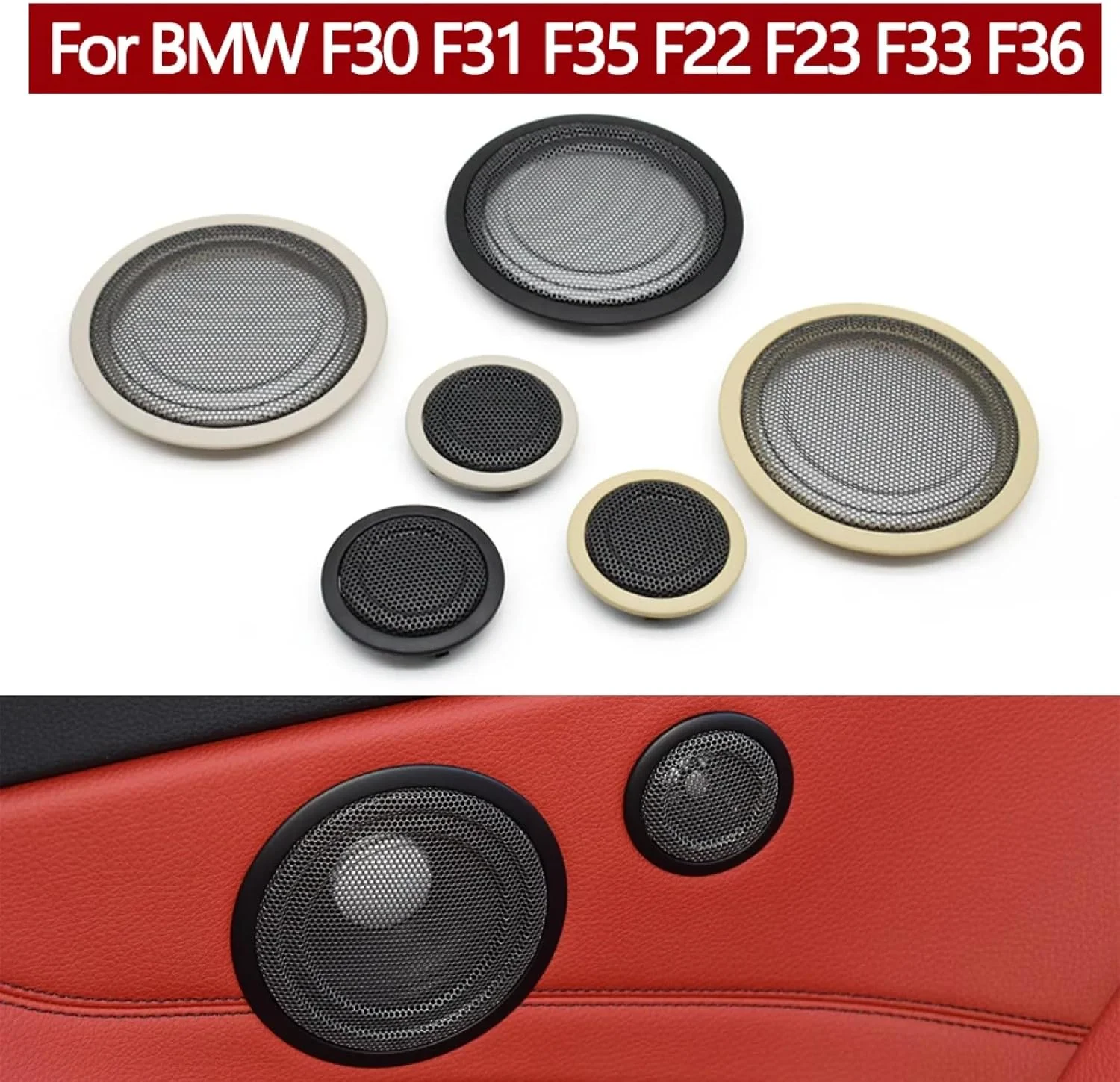 کاورهای بلندگوی میان رده درب جلو و عقب خودرو، توری بلندگوی توییتر مناسب برای بی ام و سری 1 2 3 4 مدل های F20 F22 F23 F30 F31 F35 F33 F36 F82