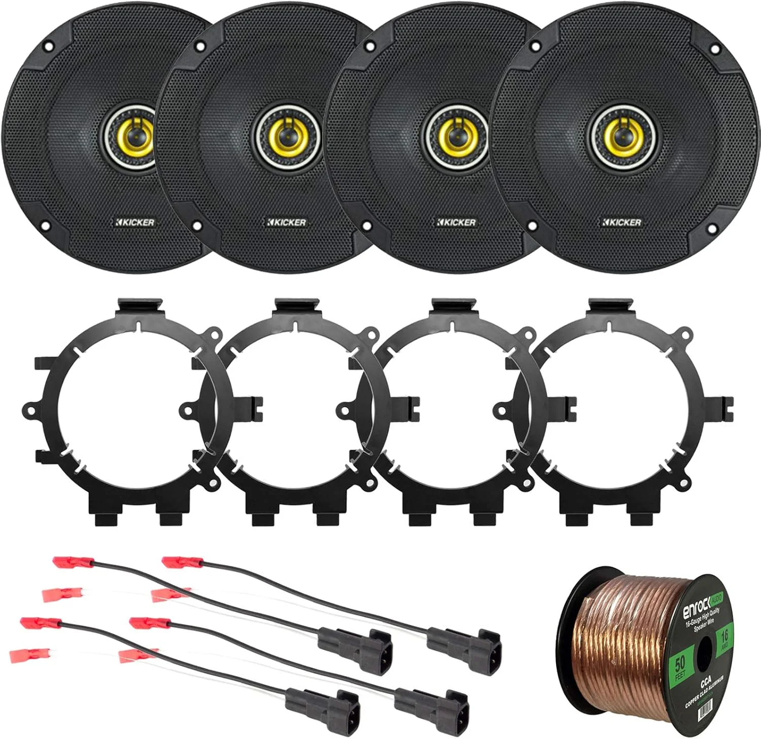 اسپیکر دریایی Enrock 4X Kicker 600 واتی 6.5 اینچی دو طرفه مشکی خودرو به همراه براکت های نصب اسپیکر و سیم کشی سازگار با خودروهای شاسی بلند سایز بزرگ جنرال موتورز 1996-2009 و سیم اسپیکر گیج 16 اسپیکر دریایی Enrock 4X Kicker 600 واتی 6.5 اینچی دو طرفه مشکی خودرو به همراه براکت های نصب اسپیکر و سیم کشی سازگار با خودروهای شاسی بلند سایز بزرگ جنرال موتورز 1996-2009 و سیم اسپیکر گیج 16