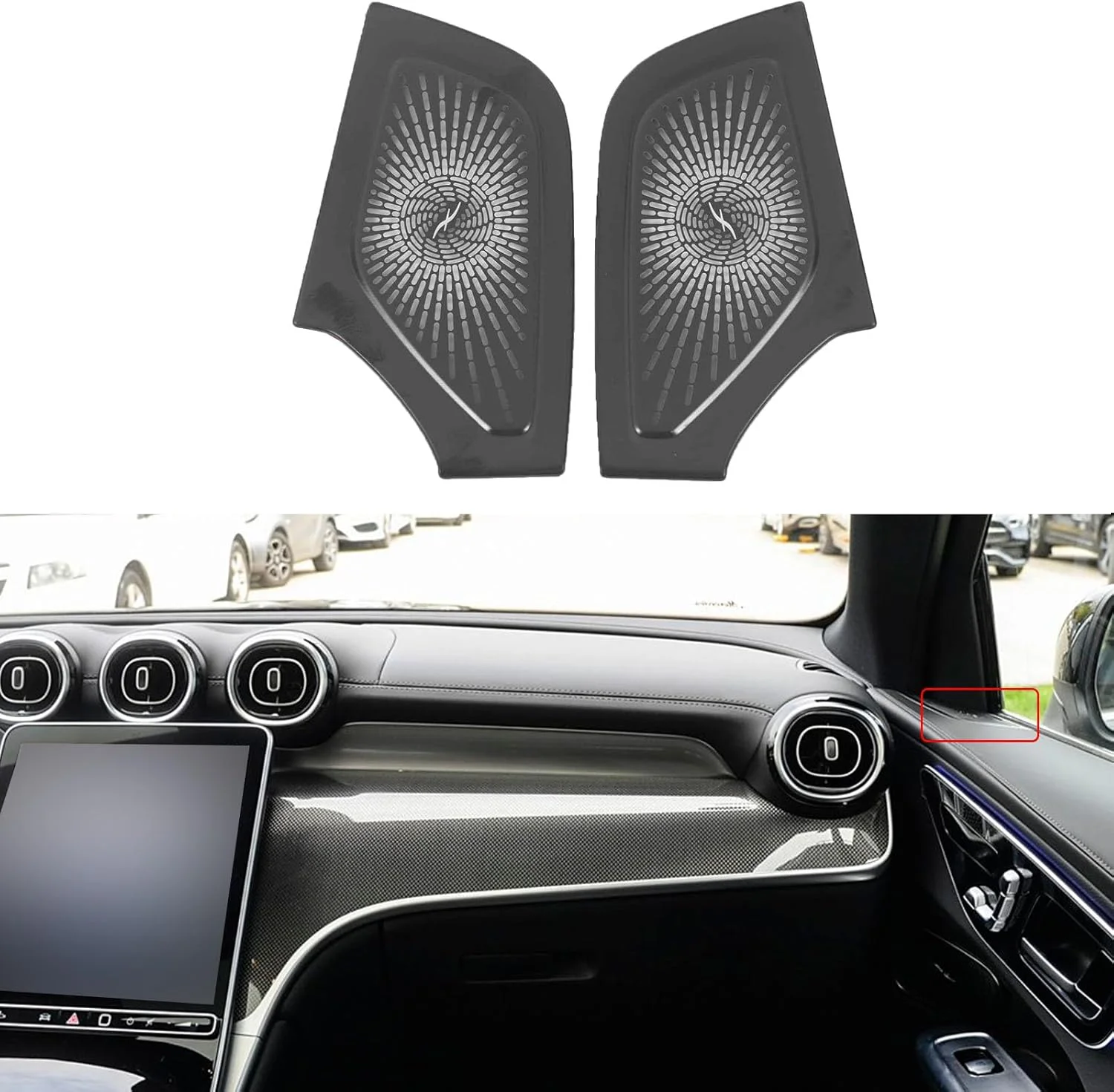 گریل بلندگوی صوتی خودرو FHBPCPP، سازگار با بنز GLC300L GLC260L 2023، پوشش محافظ بلندگو، مشکی A2