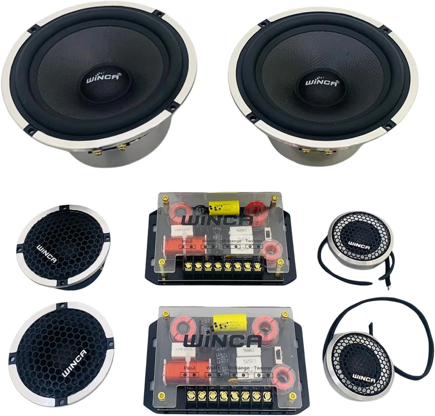 بلندگوهای خودرو سه طرفه DYT.65.3L با اندازه سفارشی 6.5 اینچ، شامل 2 عدد بلندگوی توییتر