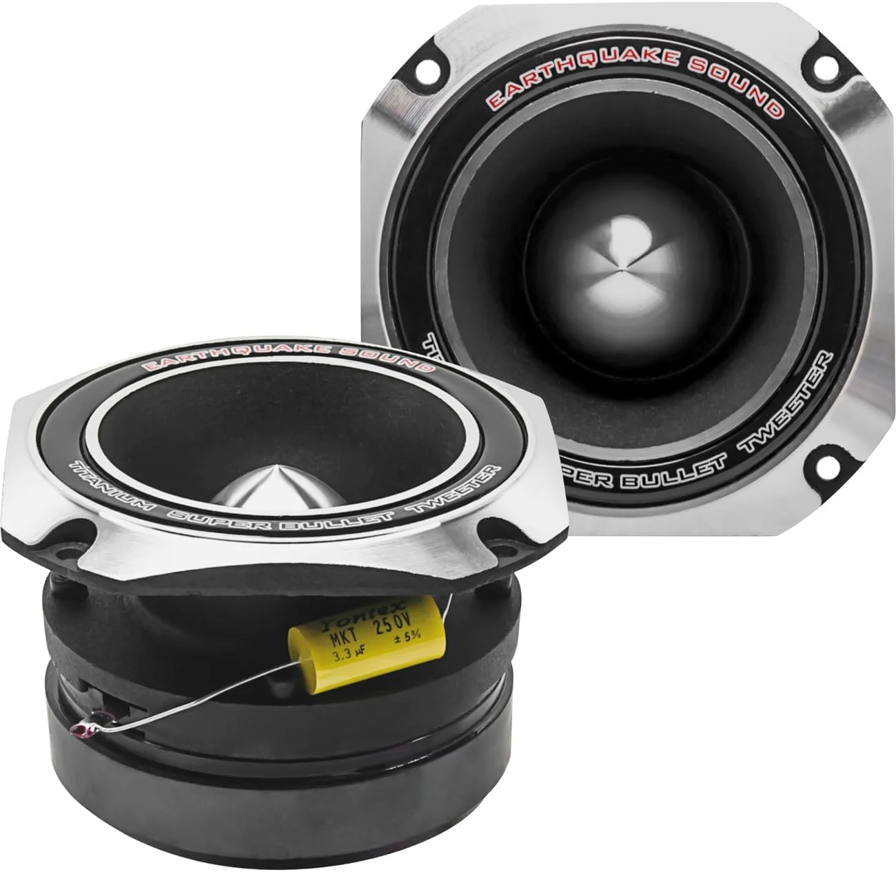 توییتر سوپر بولت تیتانیومی 4 اینچی Earthquake Sound PR-BT90S مناسب خودرو/صوتی حرفه ای، سیم پیچ صوتی 1.75 اینچی، حداکثر توان 150 وات (جفت)