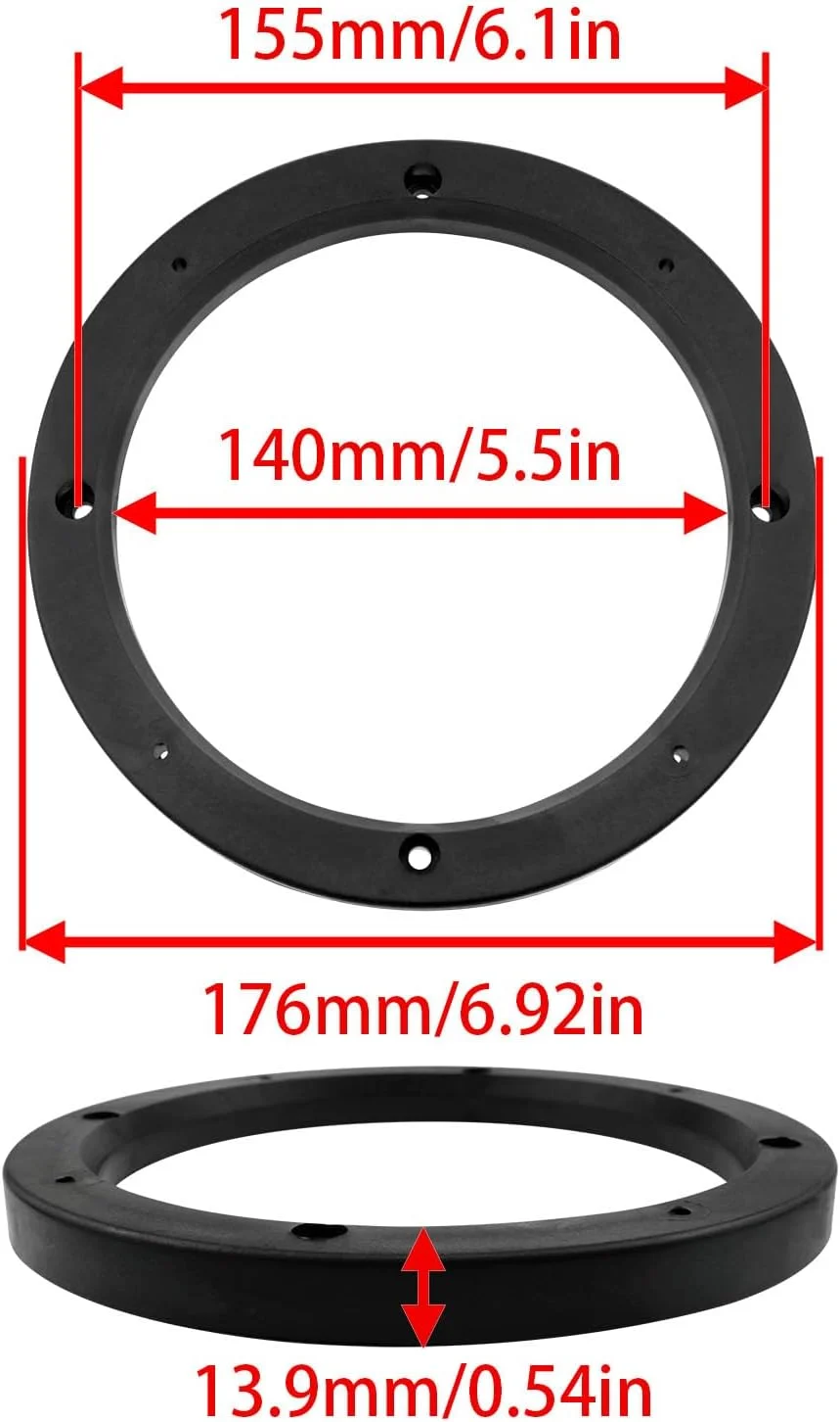 حلقه نصب بلندگو ABS شش و نیم اینچی Dsjnf (مشکی) - 2 عدد