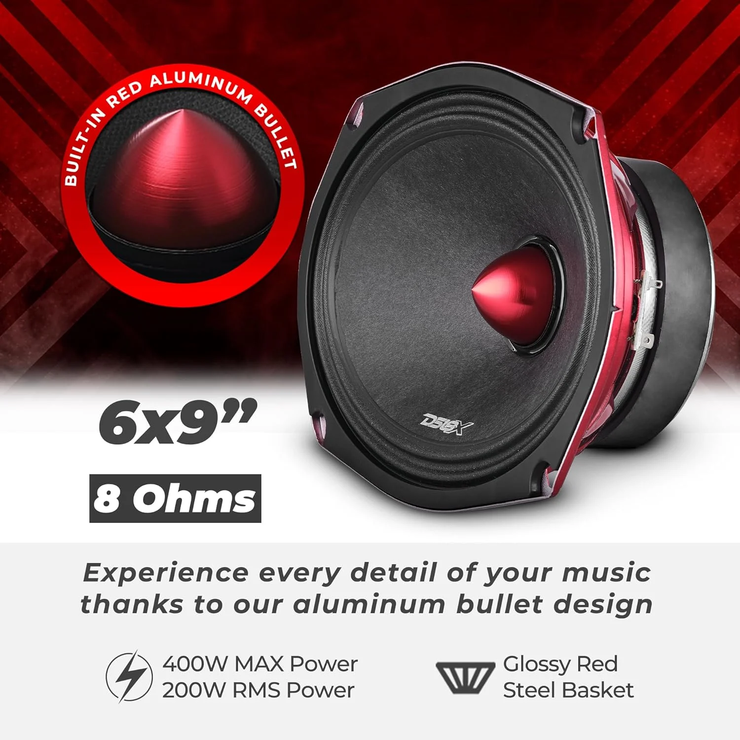 بلندگوی DS18 PRO-X698 BM - 6x9، میان رده، بولت آلومینیومی قرمز، حداکثر 550 وات، RMS 275 وات، 8 اهم - بلندگوهای درب با کیفیت عالی برای سیستم صوتی استریو خودرو، کامیون و موتور سیکلت (1 عدد بلندگو) بلندگوی DS18 PRO-X698 BM - 6x9، میان رده، بولت آلومینیومی قرمز، حداکثر 550 وات، RMS 275 وات، 8 اهم - بلندگوهای درب با کیفیت عالی برای سیستم صوتی استریو خودرو، کامیون و موتور سیکلت (1 عدد بلندگو)