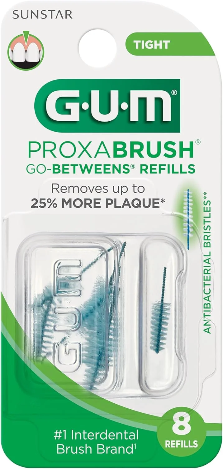 سری یدک برس بین دندانی GUM Proxabrush Go-Betweens - مناسب فضاهای تنگ - سازگار با دسته دائمی GUM - برس های بین دندانی قابل استفاده مجدد برای دندان های فشرده - خلال دندان با موهای نرم، 8 عددی (بسته 6 عددی) سری یدک برس بین دندانی GUM Proxabrush Go-Betweens - مناسب فضاهای تنگ - سازگار با دسته دائمی GUM - برس های بین دندانی قابل استفاده مجدد برای دندان های فشرده - خلال دندان با موهای نرم، 8 عددی (بسته 6 عددی)