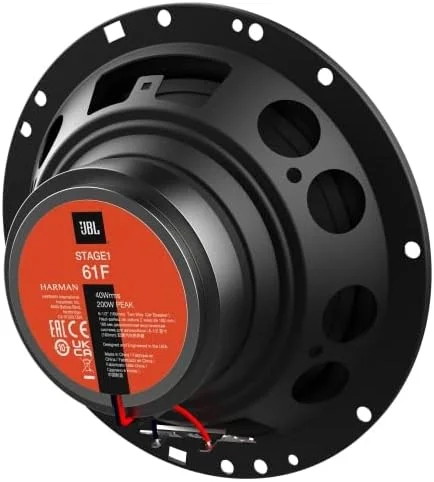 ست بلندگوی خودرو دو طرفه JBL Stage1 61F توسط Harman Kardon - جعبه های خودرو 200 واتی 40 وات RMS - جعبه HiFi خودرو 2 تکه JBL بزرگ 16.5 سانتی متر | 165 میلی متر | 6.5 اینچ، مشکی