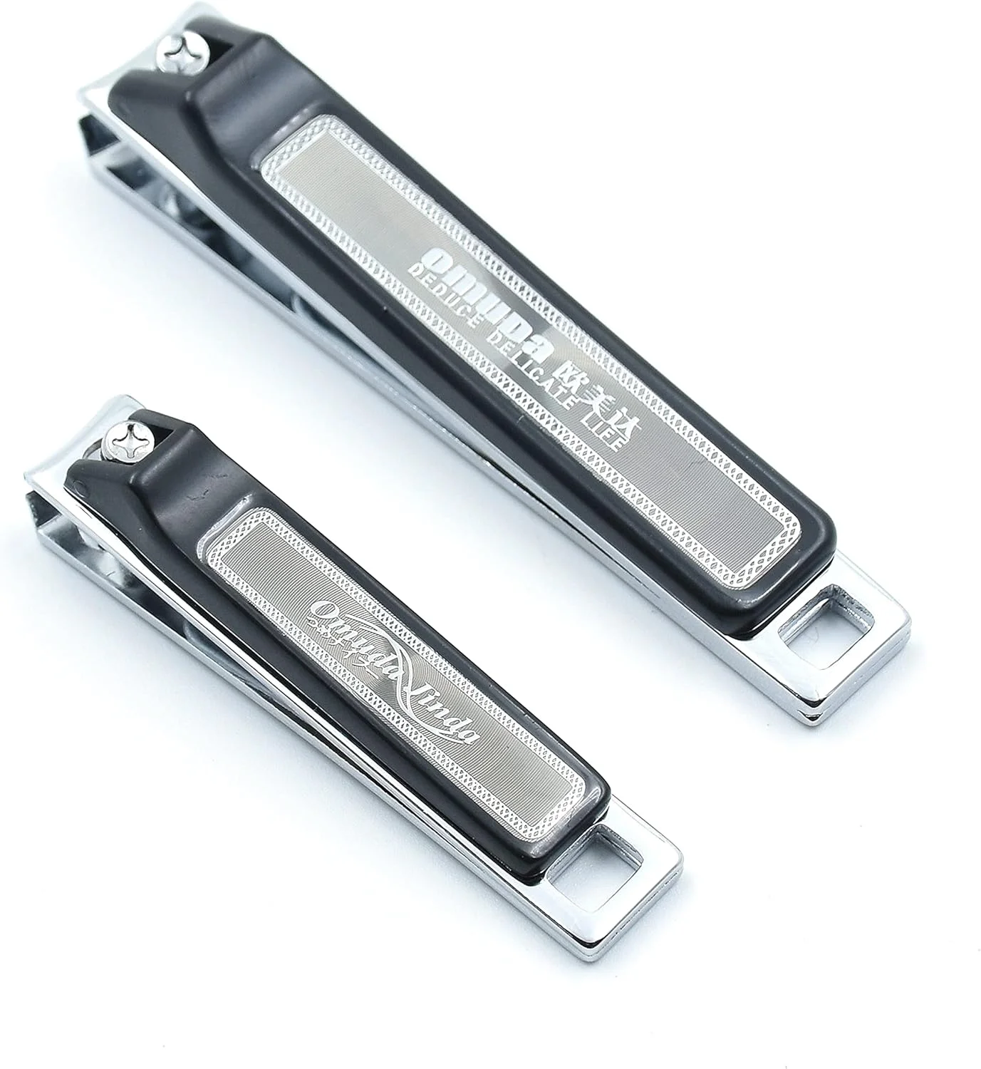 ست ناخن گیر استیل ضد زنگ الکسوس برای ناخن های ضخیم، ست حرفه ای قیچی ناخن، مشکی بسته 2 عددی