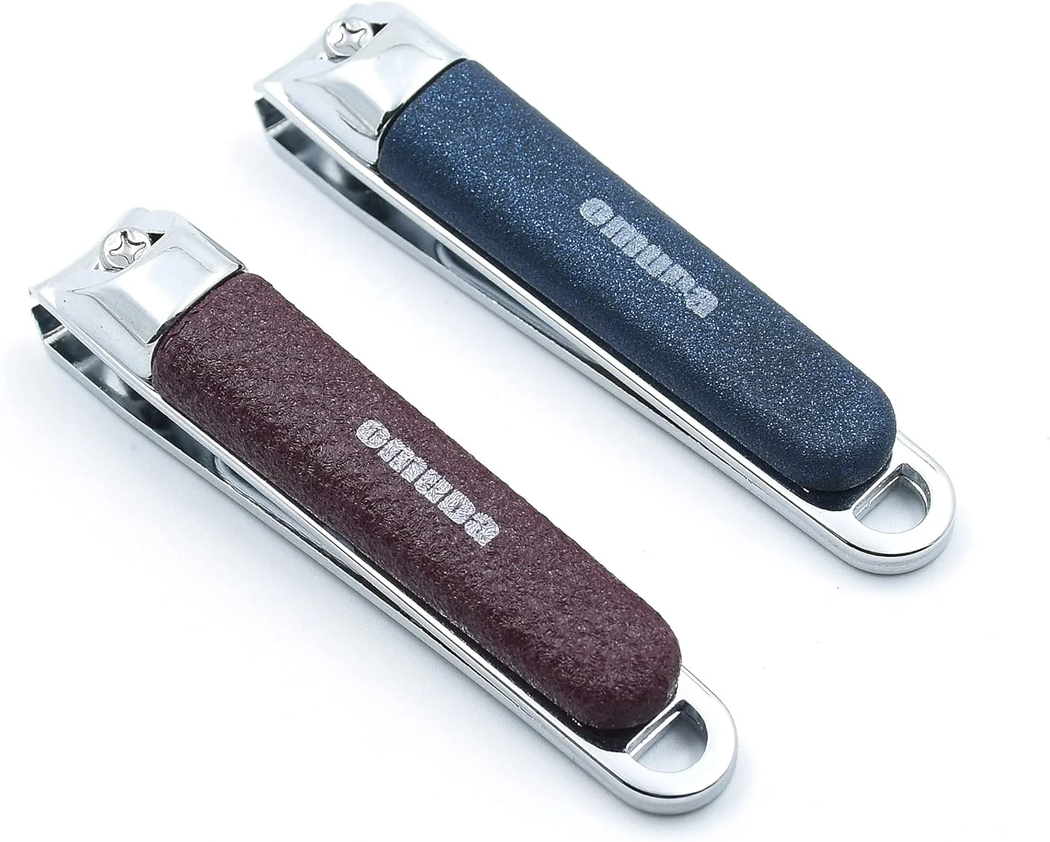 ست ناخن گیر استیل ضد زنگ الکسوس برای ناخن های ضخیم، ناخن گیر حرفه ای، بسته 2 عددی قهوه ای آبی مدل 3082