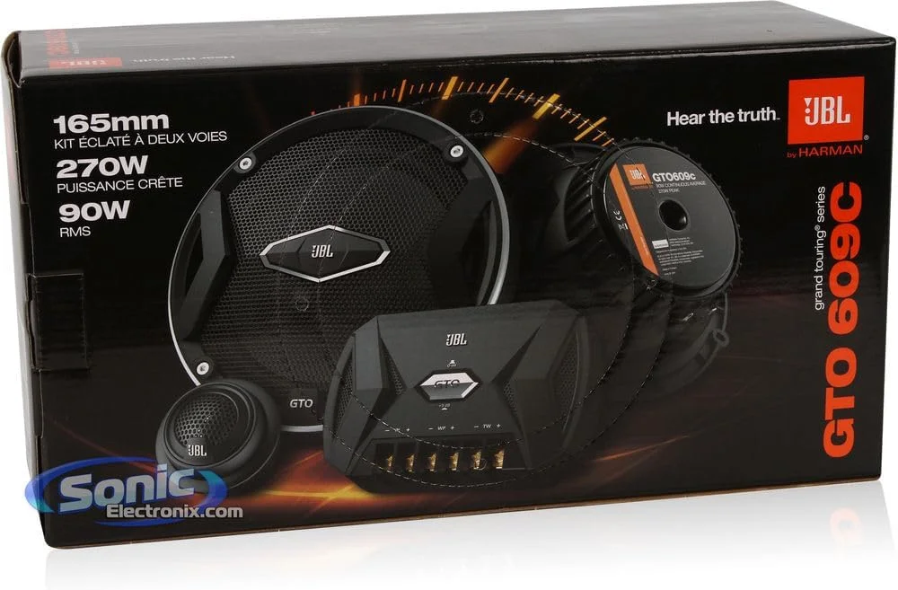 سیستم بلندگوی استریوی کامپوننت خودرو JBL GTO609C با توان 270 وات و ووفر 6-1/2 اینچی ممتاز با فناوری مخروطی Plus One به همراه آلفاسونیک (بلندگوی کامپوننت 6-1/2 اینچی)
