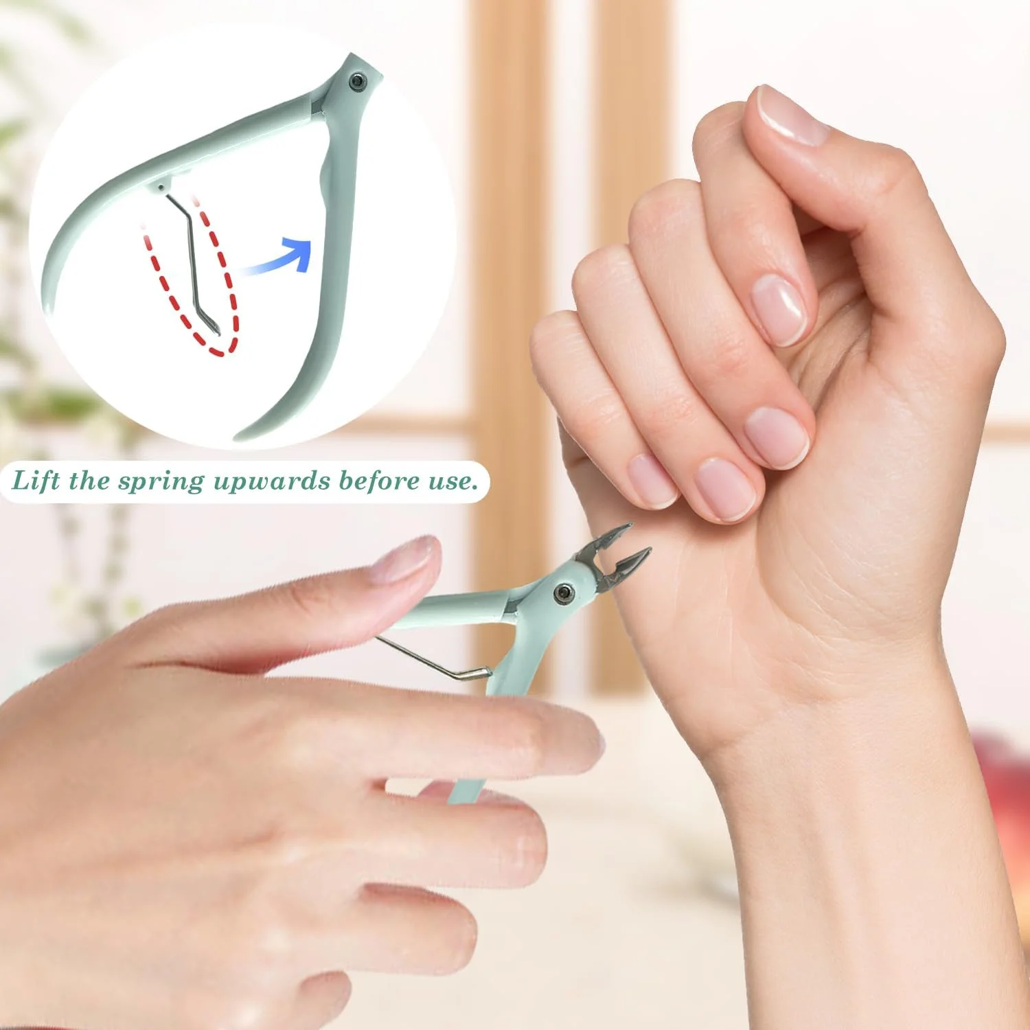 ست نیپر و پوشر کوتیکول EKIND، ابزار پیرایش پوست مرده با استیک کوتیکول، ابزار مانیکور قابل حمل برای مراقبت از ناخن در خانه/اسپا/سالن