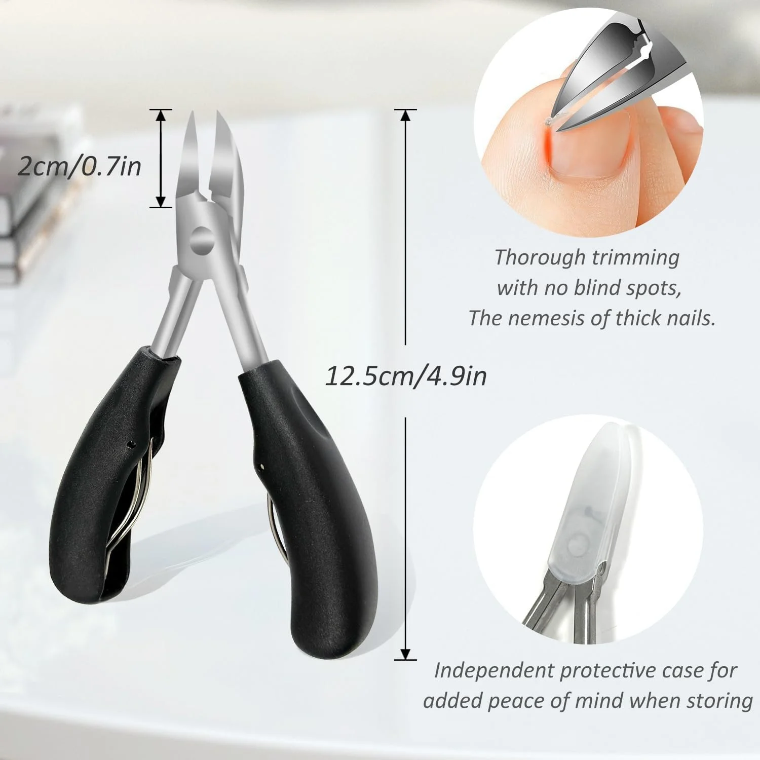 ناخن گیر انگشت پا ایکیند، قیچی ناخن دقیق با لبه منحنی برای ناخن های فرورفته و مجعد، استفاده ارگونومیک در منزل (مشکی)