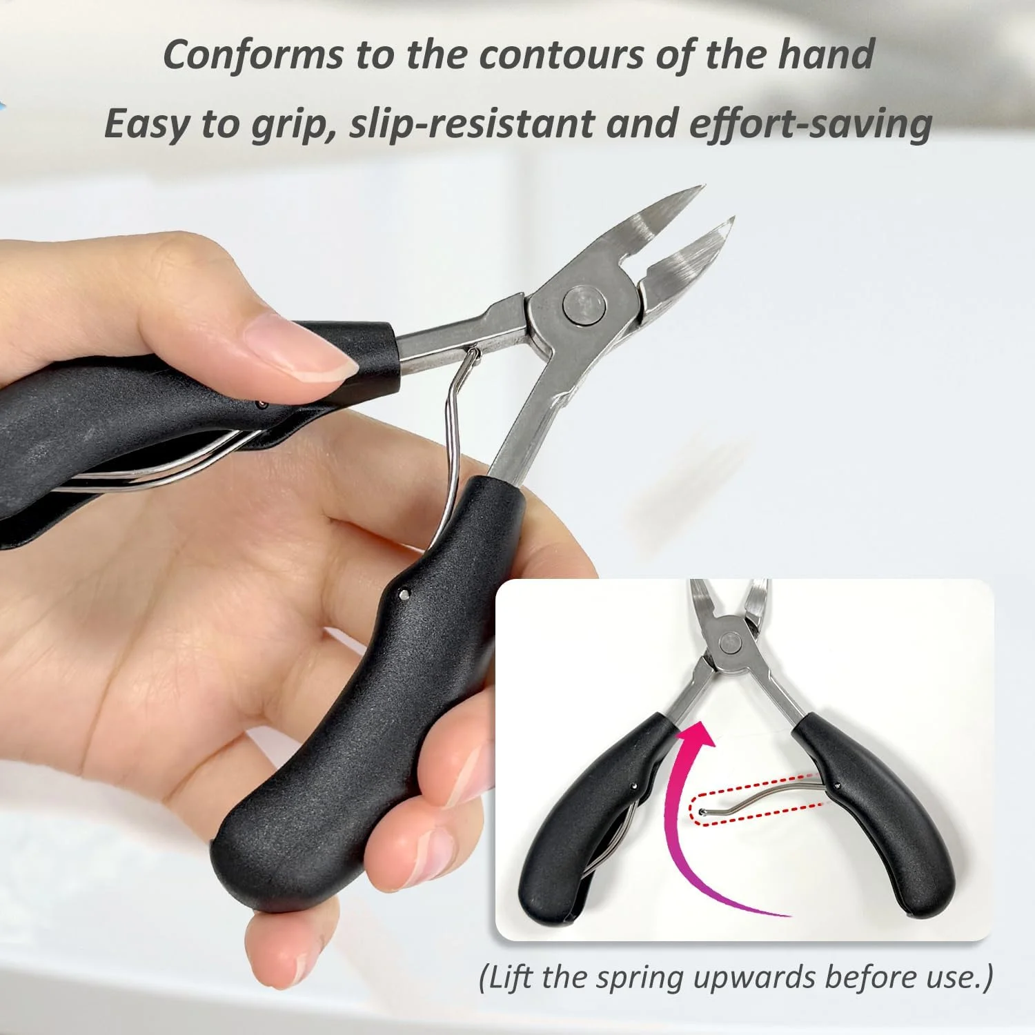 ناخن گیر انگشت پا ایکیند، قیچی ناخن دقیق با لبه منحنی برای ناخن های فرورفته و مجعد، استفاده ارگونومیک در منزل (مشکی)