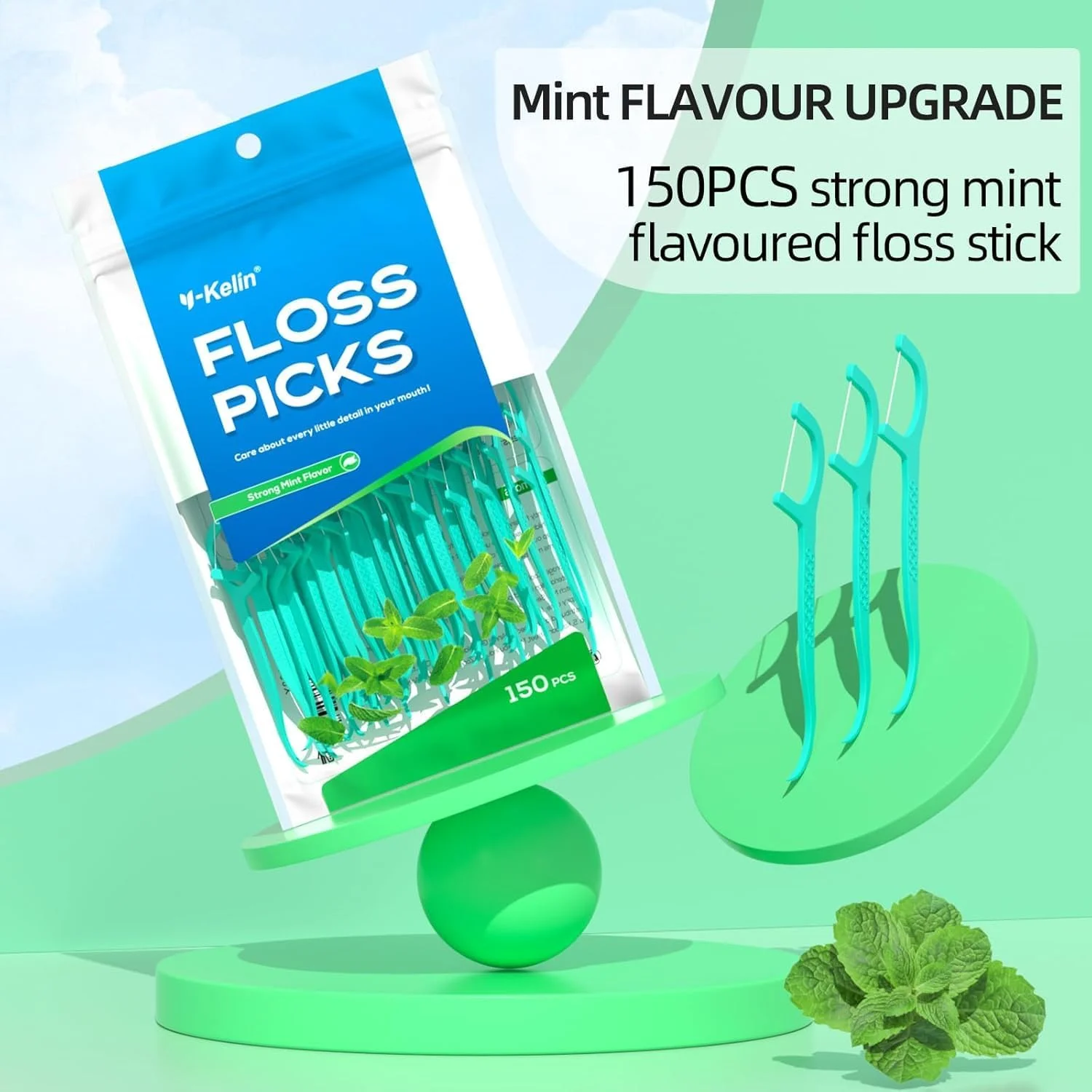 نخ دندان Y-Kelin - 150 عدد نخ دندان نعنایی قوی، خلال دندان، مسواک بین دندانی، انتخاب نخ دندان، تمیز کننده دندان نخ دندان Y-Kelin - 150 عدد نخ دندان نعنایی قوی، خلال دندان، مسواک بین دندانی، انتخاب نخ دندان، تمیز کننده دندان