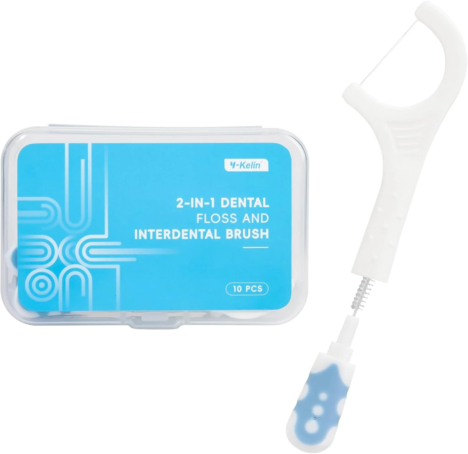 Y-Kelin نخ دندان و برس بین دندانی 2 در 1 (10 عدد)، خلال دندان یکبار مصرف قابل حمل، خلال دندان، تمیز کردن دندان، ایده آل برای مسافرت، خانه، اداره، رستوران