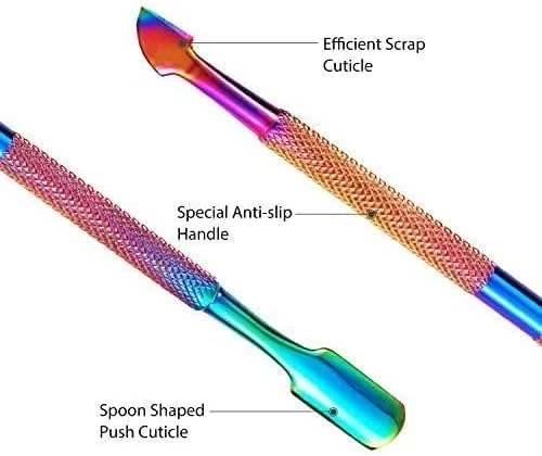 گوشت گیر بوکلا با عقب زن، حرفه ای، استیل ضد زنگ، ابزار مانیکور و پدیکور ناخن های دست و پا، رنگین کمانی