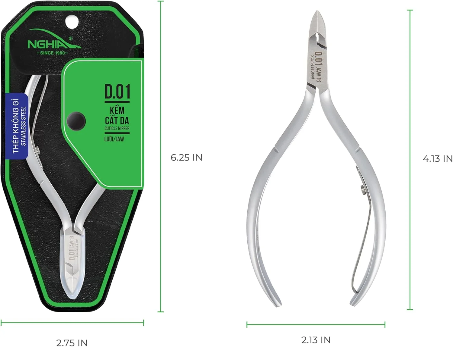 نیپر کوتیکول NGHIA - مدل D-01 فک 16 | استیل ضد زنگ | بادوام و تیز | طراحی ارگونومیک | روکش خاکستری | ایده آل برای سالن ها و استفاده خانگی نیپر کوتیکول NGHIA - مدل D-01 فک 16 | استیل ضد زنگ | بادوام و تیز | طراحی ارگونومیک | روکش خاکستری | ایده آل برای سالن ها و استفاده خانگی