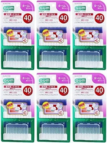 خرید عمده مسواک بین دندانی نرم جی یو ام (GUM) مناسب مراقبت حرفه ای از لثه، 40 عددی، سایز S-LL (تعداد 6 عدد)