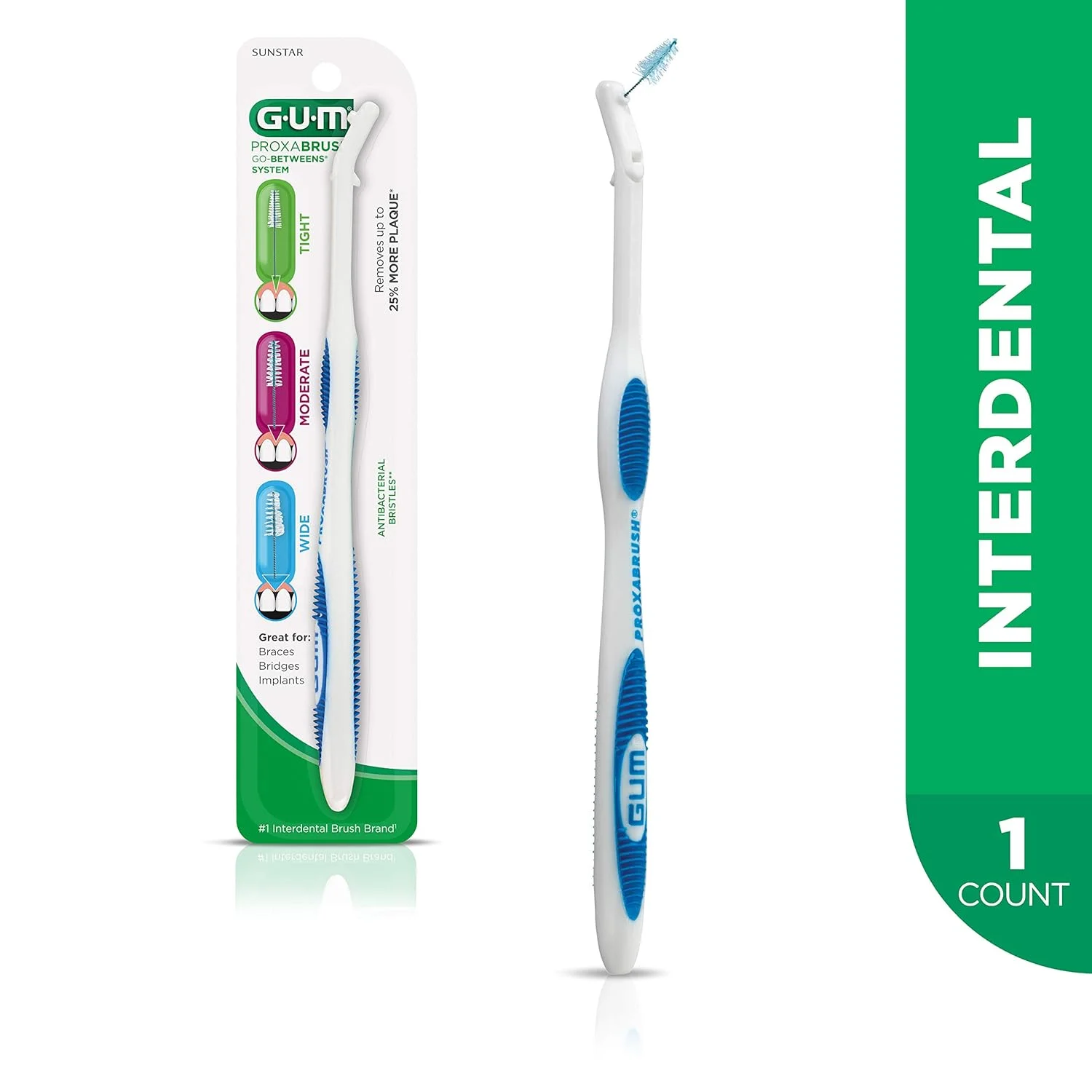 دسته دائمی GUM - 625UC Proxabrush به همراه سری های باریک، متوسط و پهن Go-Between دسته دائمی GUM - 625UC Proxabrush به همراه سری های باریک، متوسط و پهن Go-Between