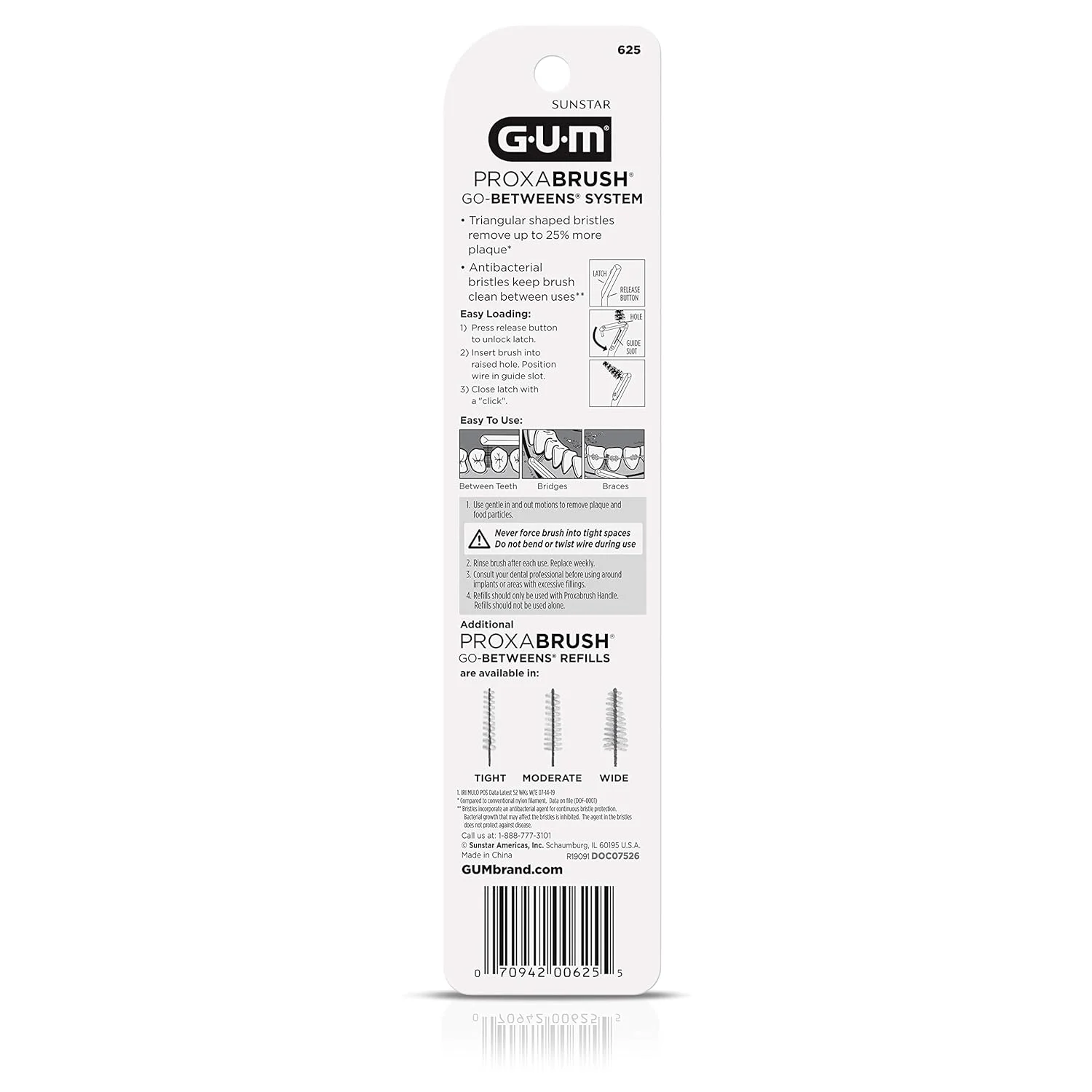 دسته دائمی GUM - 625UC Proxabrush به همراه سری های باریک، متوسط و پهن Go-Between دسته دائمی GUM - 625UC Proxabrush به همراه سری های باریک، متوسط و پهن Go-Between