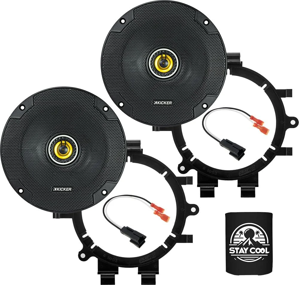 کیت ارتقاء بلندگوهای 6.5 اینچی KICKER برای شورولت سیلورادو 1999-2006 - یک جفت سری CS با آداپتور و سیم‌کشی، بلندگوی کواکسیال 6 1/2 صوتی درب جلوی خودرو برای شورولت CSC65، 46CSC654