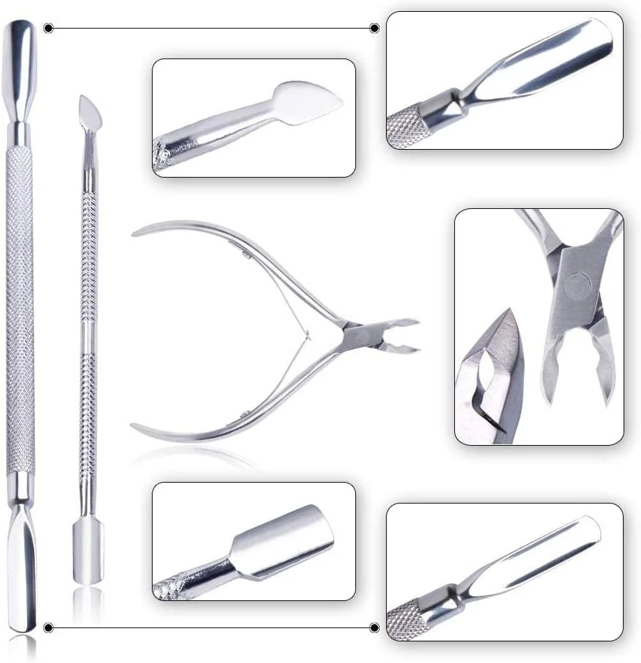 ست 3 عددی ابزار مانیکور ناخن، نیپر و قیچی کوتیکول استیل ضد زنگ