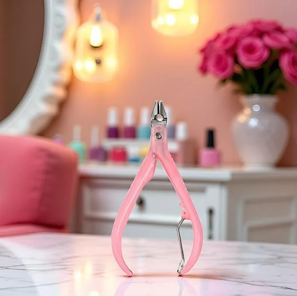 یک عدد ناخن گیر صورتی، ابزار مانیکور، از بین برنده پوست های اضافه، انبرک حرفه ای استیل ضد زنگ، بادوام، ابزار پدیکور و مانیکور برای ناخن های دست و پا