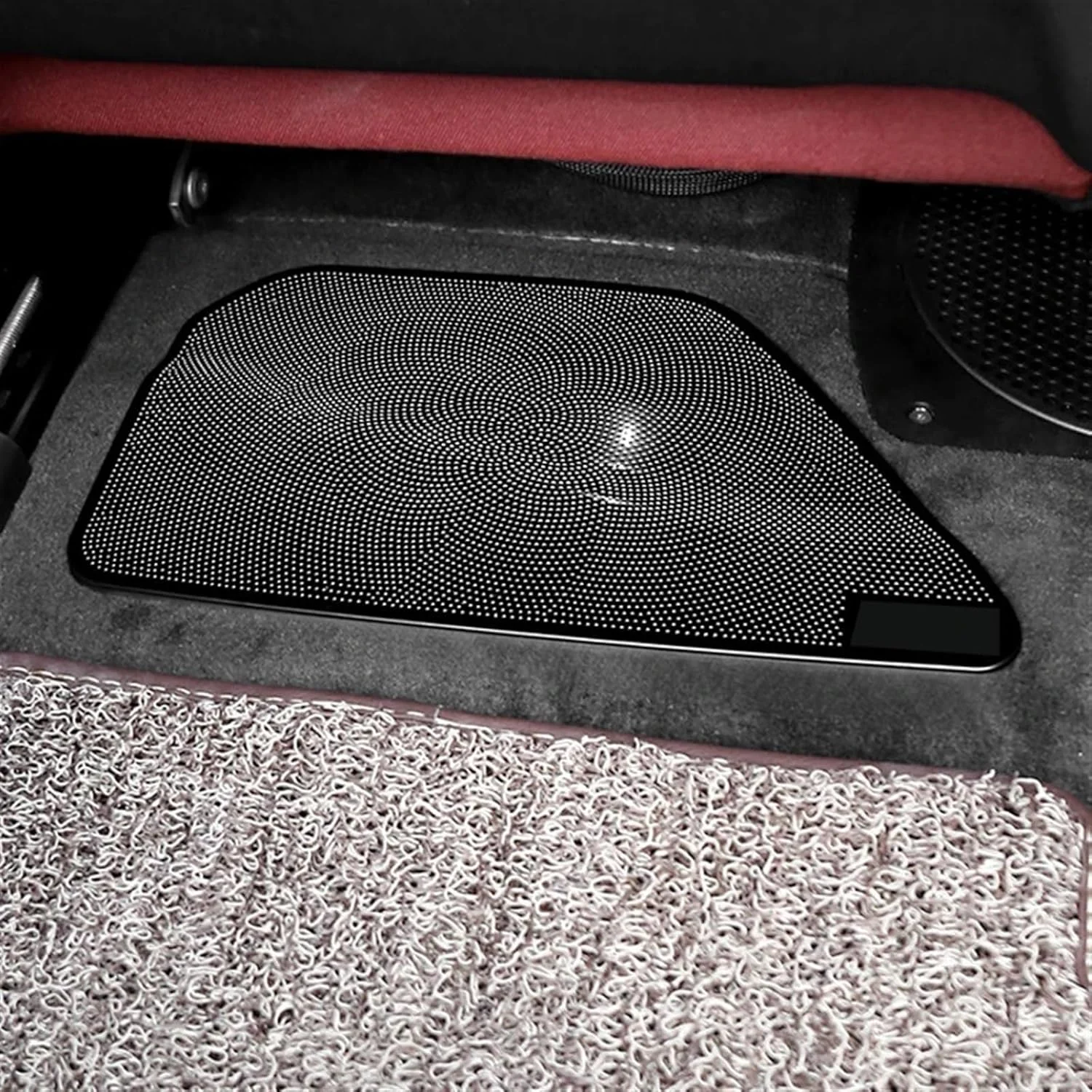 پوشش محافظ بلندگوی داخلی خودرو کوویسا ABS، دریچه خروجی هوا زیر صندلی، مناسب برای سری 5 BMW G30 مدل 2011-2022، قطعه خودرو (مشکی با لوگو-01)
