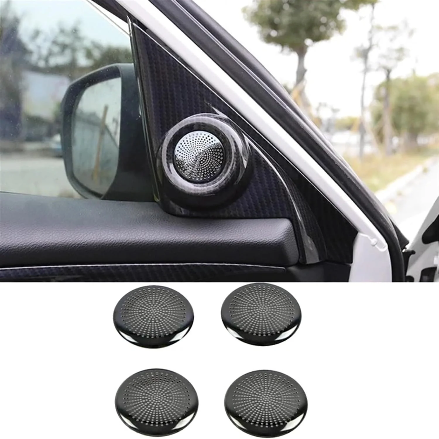 KUVISA مناسب برای هوندا سیویک هاچبک 2020 2021، روکش حلقه استریو بلندگوی درب داخلی استیل، قاب صوتی، تریم تزئینی، محافظ پوشش بلندگوی خودرو (مشکی)