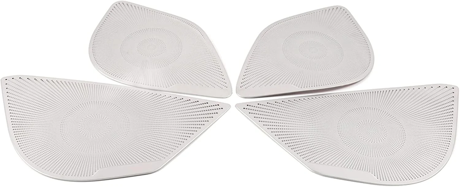 پوشش قاب بلندگوی درب خودرو KUVISA، جنس استیل ضد زنگ، مناسب برای تویوتا C-HR AX10 مدل 2016-2020 (نقره ای مات - دارای لوگو)