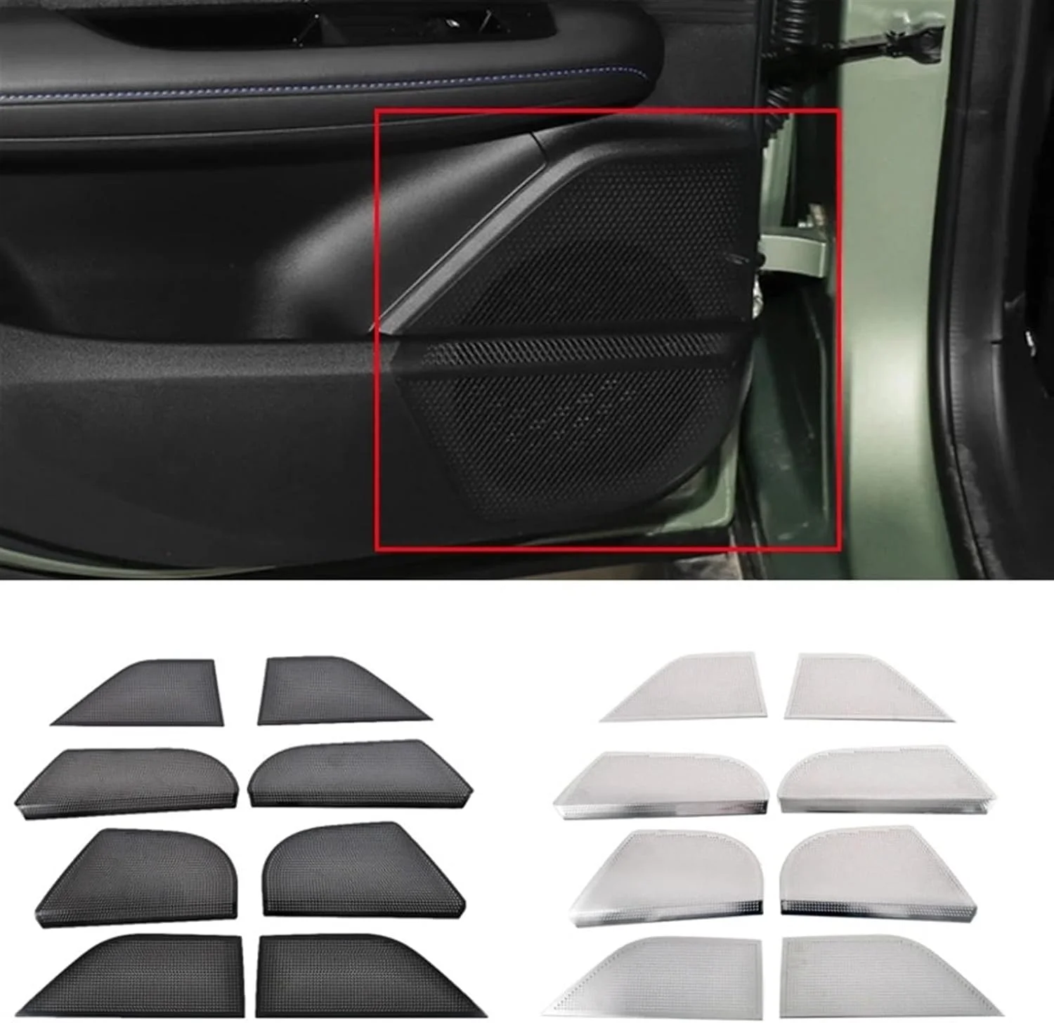 کاور محافظ بلندگوی درب خودرو استیل ضد زنگ KUVISA مناسب MG4 EV Mulan 2022 2023 2024، تریم پنل بلندگوی صوتی، لوازم جانبی داخلی خودرو (نقره ای)