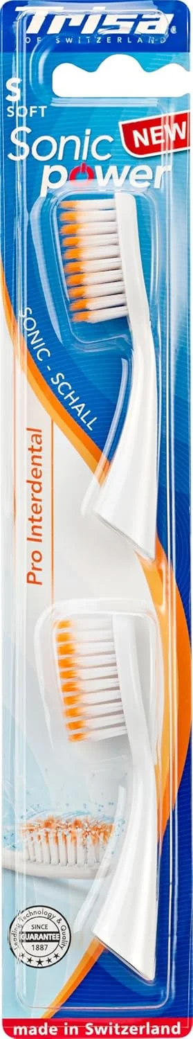 سری یدک مسواک برقی بین دندانی Trisa Sonic Power Pro با برس نرم، تمیز کننده 9 برابر بهتر، ساخت سوئیس، بسته 2 عددی سری یدک مسواک برقی بین دندانی Trisa Sonic Power Pro با برس نرم، تمیز کننده 9 برابر بهتر، ساخت سوئیس، بسته 2 عددی