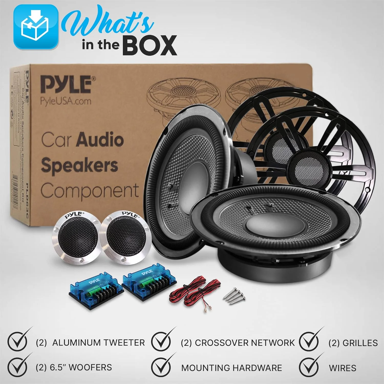 کیت بلندگوهای صوتی خودرو Pyle - 2 عدد بلندگوی SVC 6.5 اینچی با یک جفت شبکه کراس اوور پسیو 12dB در هر اکتاو و یک جفت توییتر آلومینیومی 1.0 اینچی، مخروط تزریقی با لبه لاستیکی - PLD63C کیت بلندگوهای صوتی خودرو Pyle - 2 عدد بلندگوی SVC 6.5 اینچی با یک جفت شبکه کراس اوور پسیو 12dB در هر اکتاو و یک جفت توییتر آلومینیومی 1.0 اینچی، مخروط تزریقی با لبه لاستیکی - PLD63C