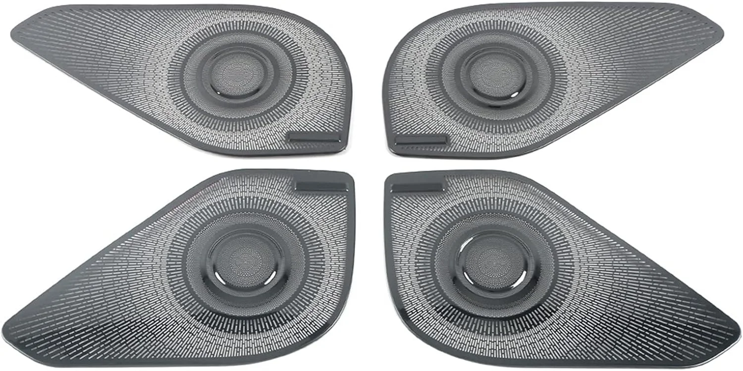 روکش بلندگوی درب خودرو Wivplex، قاب تزئینی بلندگو، برچسب استیل ضد زنگ، لوازم جانبی داخلی، برای هیوندای، توسان NX4 LWB 2021-2022، تریم تزئینی بلندگوی خودرو (مشکی-لوگو A)