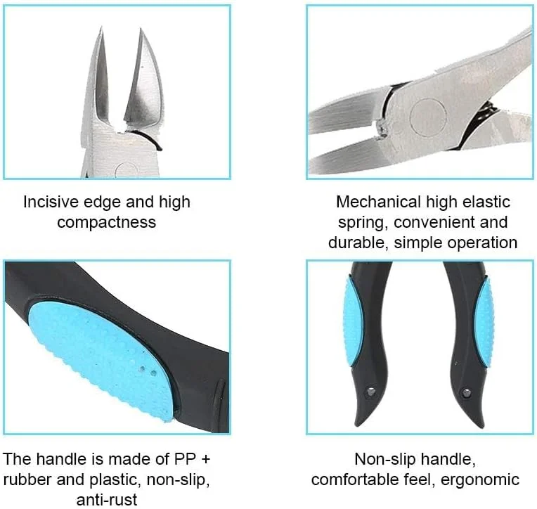 قیچی مانیکور مدرن TERRIFI، کاتر استیل ضد زنگ حرفه ای ضد لغزش، ابزار پیرایش ناخن انگشت و پا، مشکی و آبی، مناسب برای سالن های آرایش ناخن و استفاده خانگی قیچی مانیکور مدرن TERRIFI، کاتر استیل ضد زنگ حرفه ای ضد لغزش، ابزار پیرایش ناخن انگشت و پا، مشکی و آبی، مناسب برای سالن های آرایش ناخن و استفاده خانگی